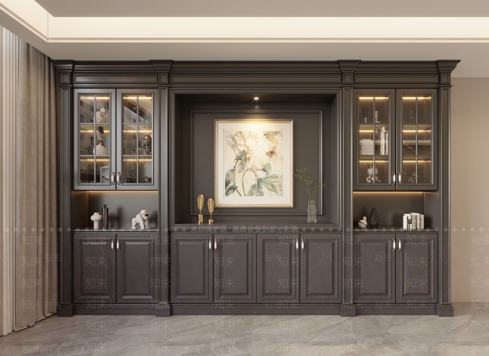 美式欧式书柜3D模型下载【ID:1167326740】