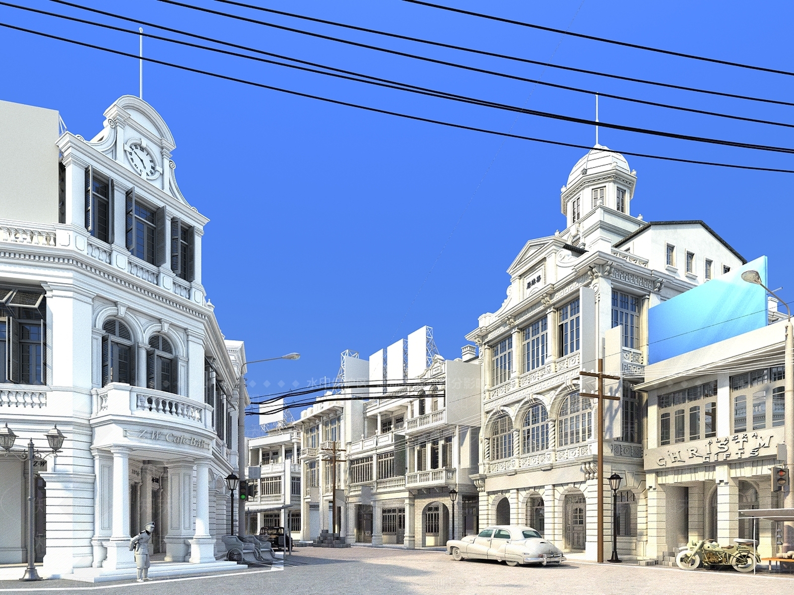 欧式商业街3D模型下载【ID:1167335127】