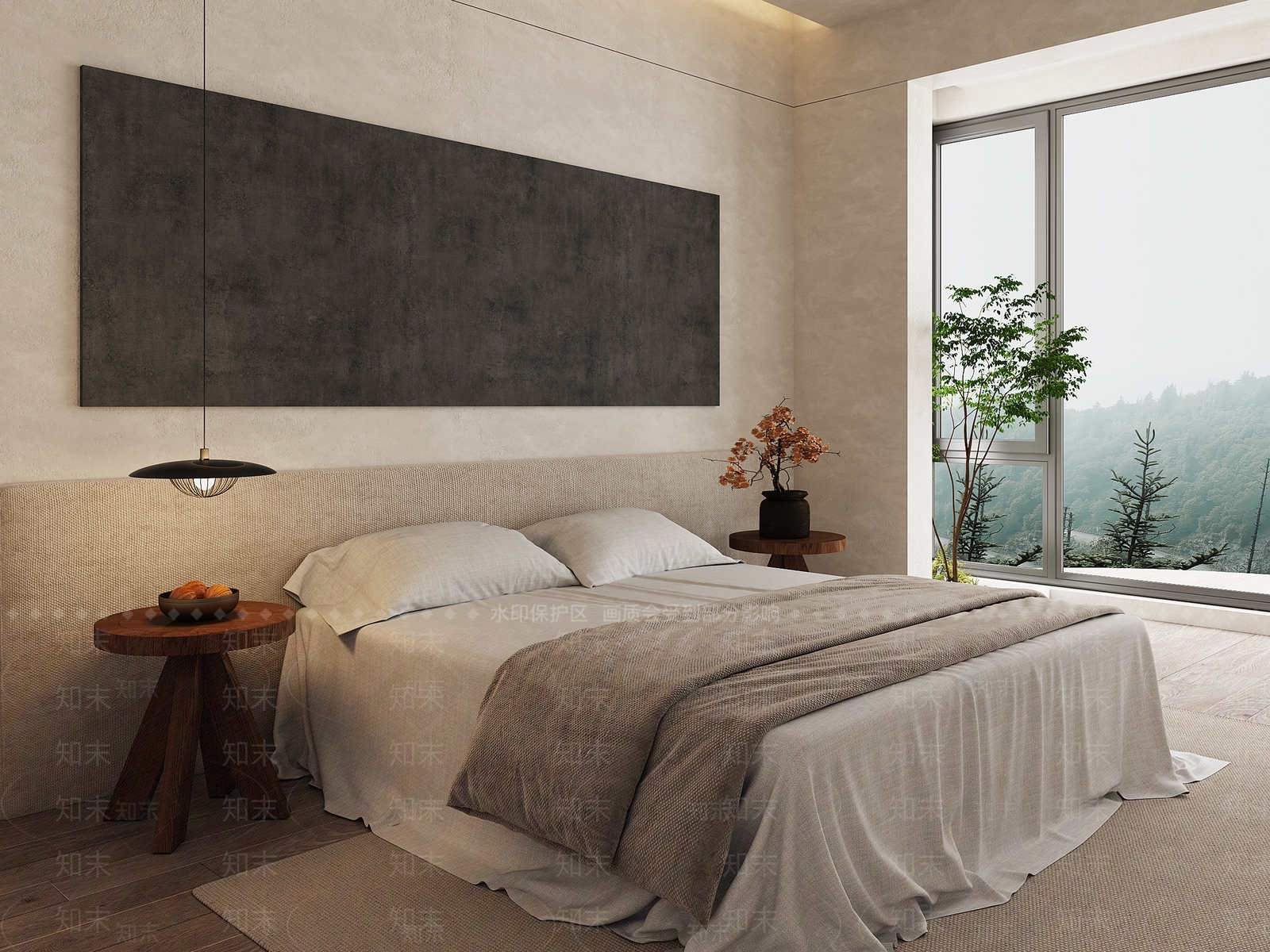 侘寂极简家居卧室3D模型下载【ID:1167339052】