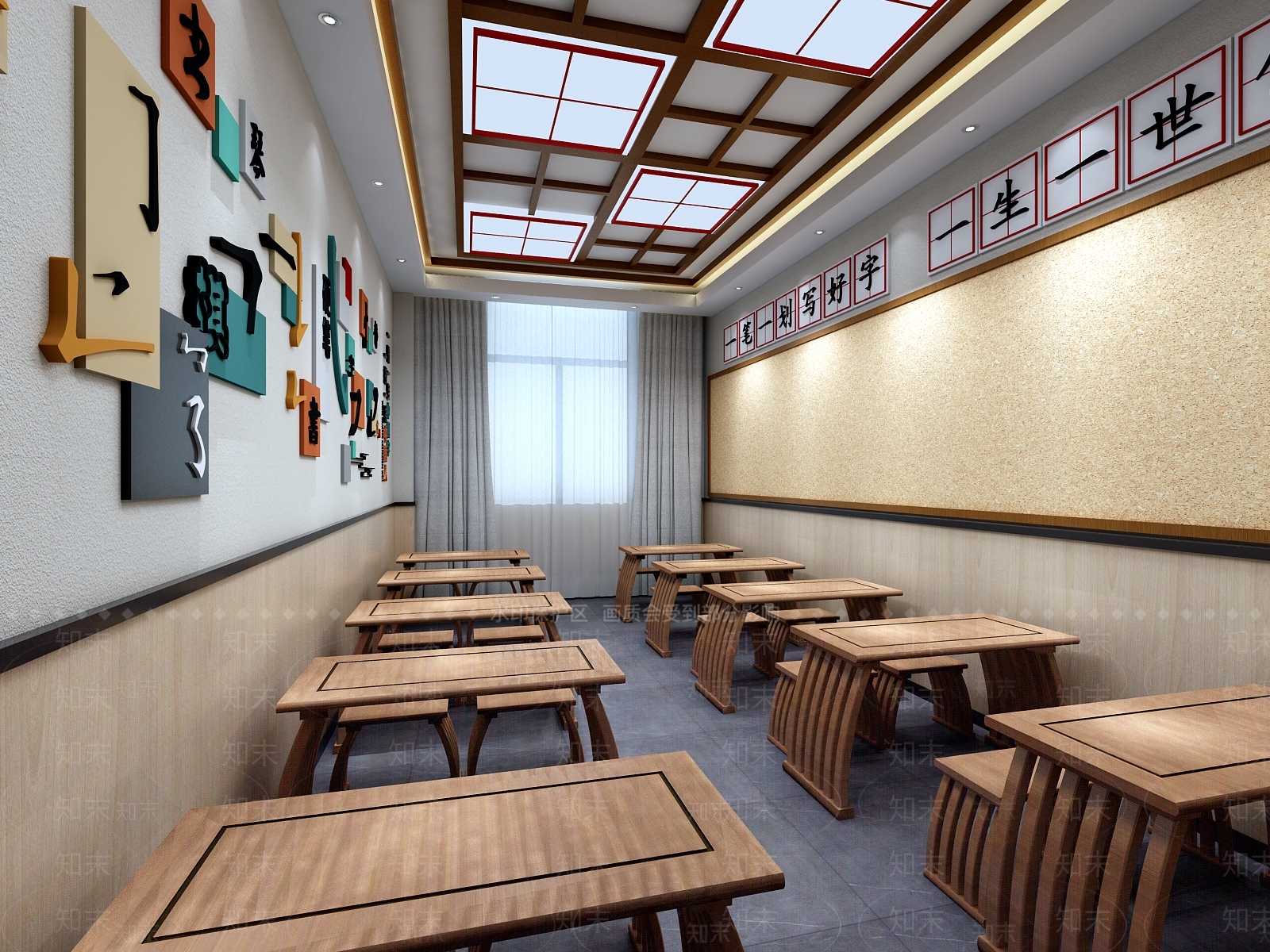 中式新中式教室3D模型下载【ID:1167346049】