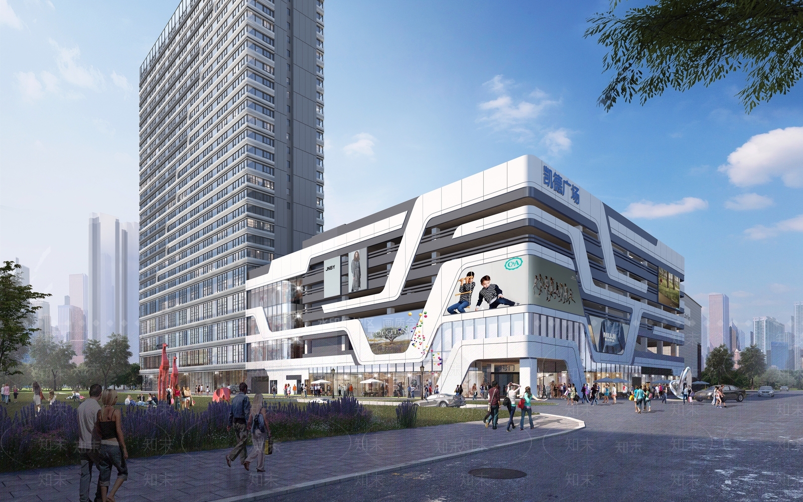 现代商场建筑SU模型下载【ID:1167346204】