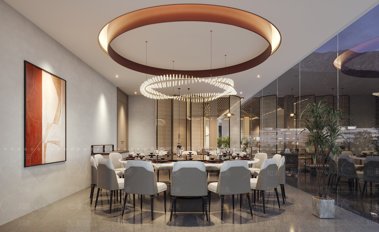 新中式原木其他餐饮空间3D模型下载【ID:1167352232】