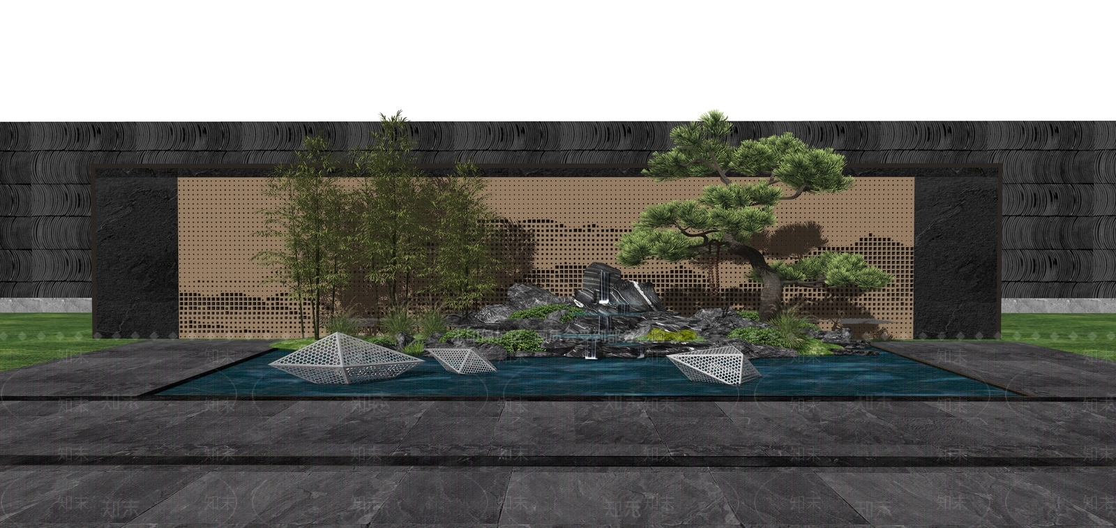 现代小区景观SU模型下载【ID:1167352304】