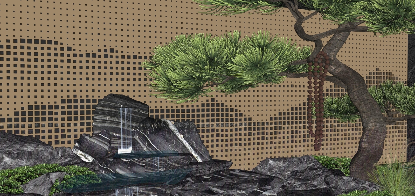 现代小区景观SU模型下载【ID:1167352304】