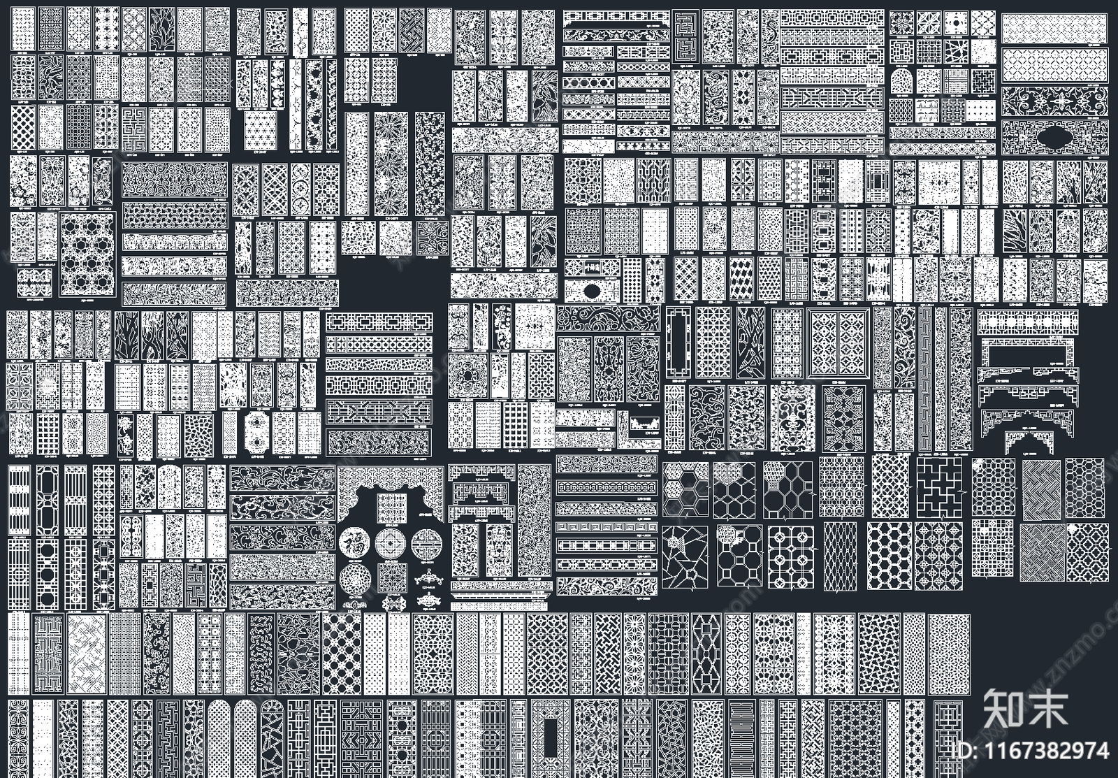 2024年最新超全雕花镂空屏风隔断CAD图库施工图下载【ID:1167382974】