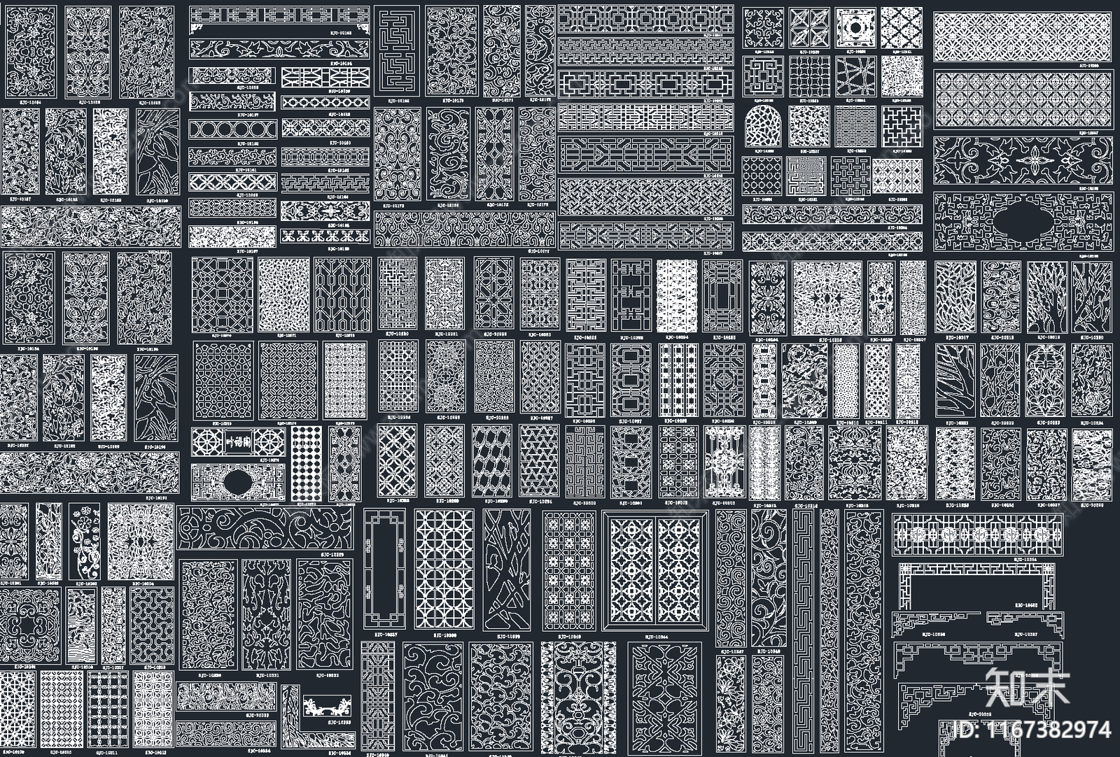 2024年最新超全雕花镂空屏风隔断CAD图库施工图下载【ID:1167382974】