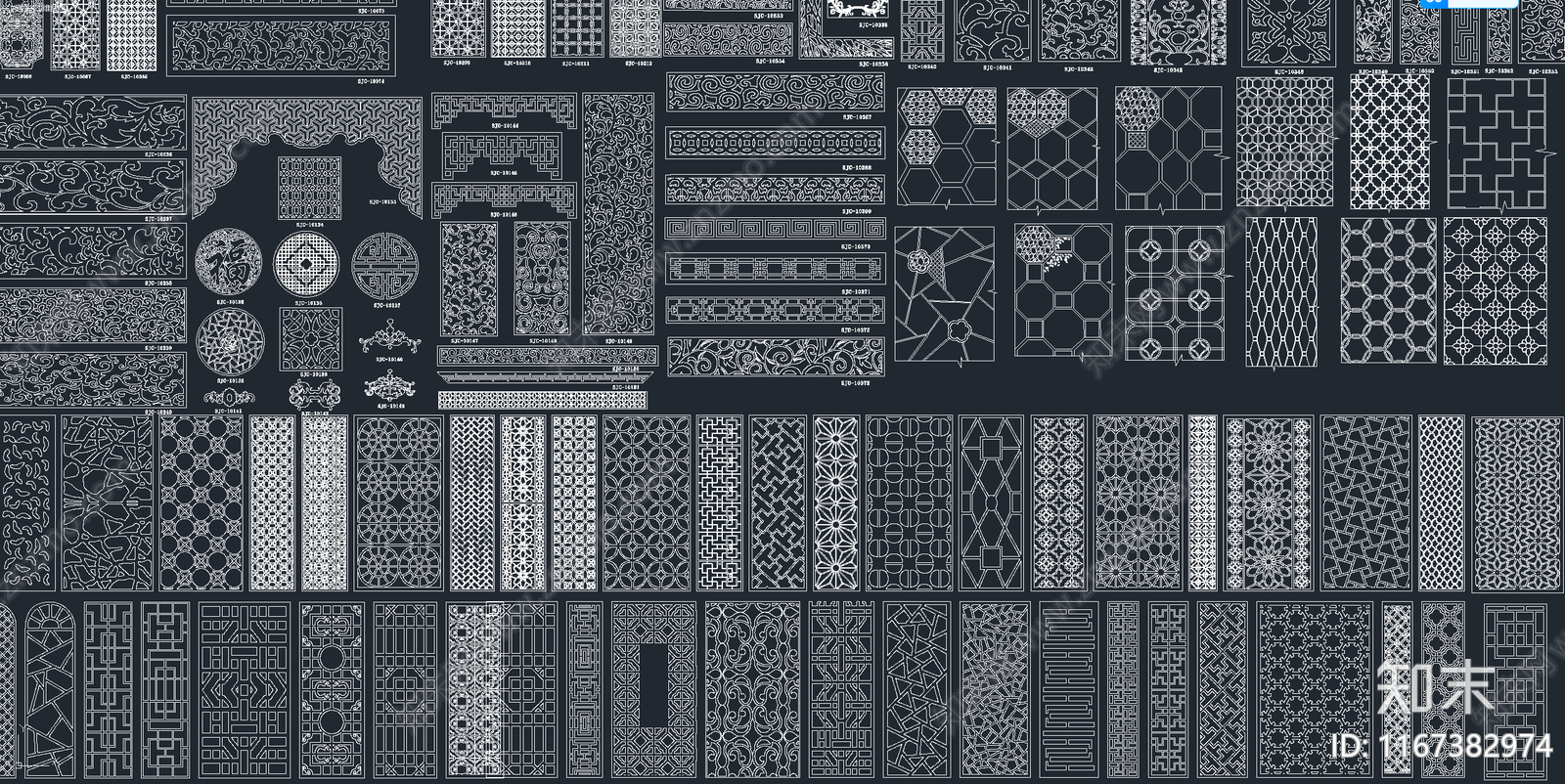 2024年最新超全雕花镂空屏风隔断CAD图库施工图下载【ID:1167382974】