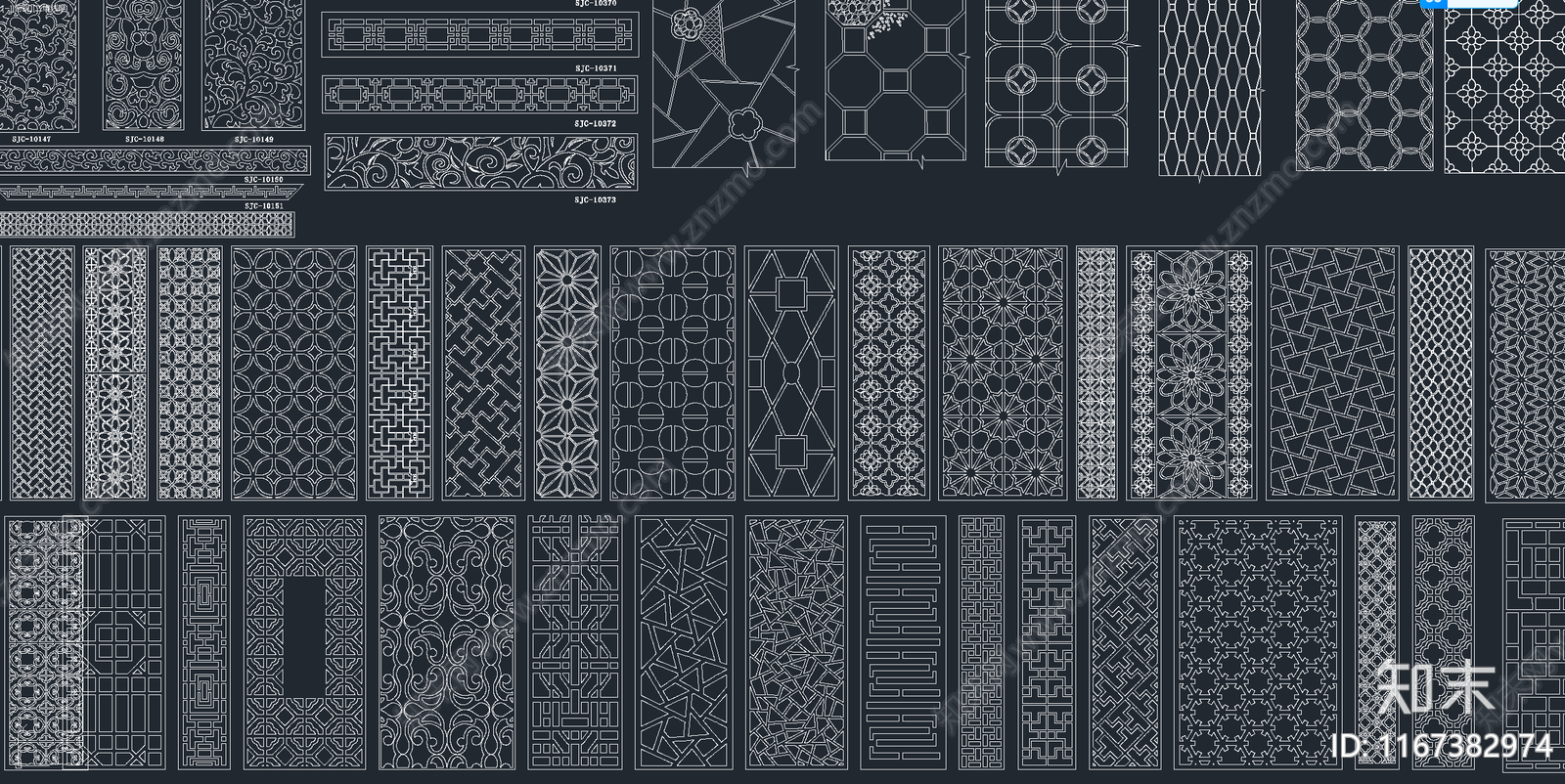 2024年最新超全雕花镂空屏风隔断CAD图库施工图下载【ID:1167382974】