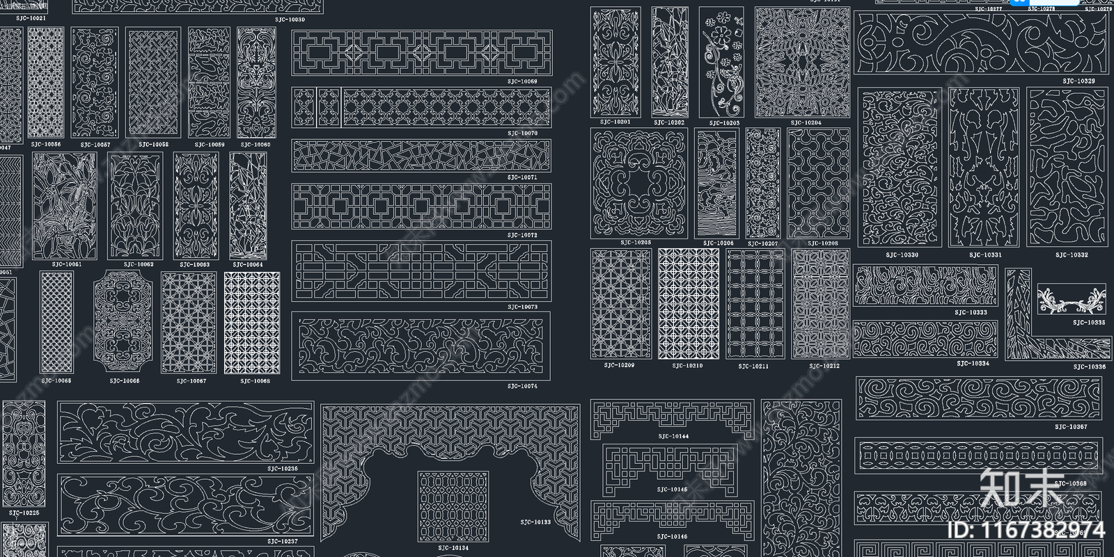 2024年最新超全雕花镂空屏风隔断CAD图库施工图下载【ID:1167382974】