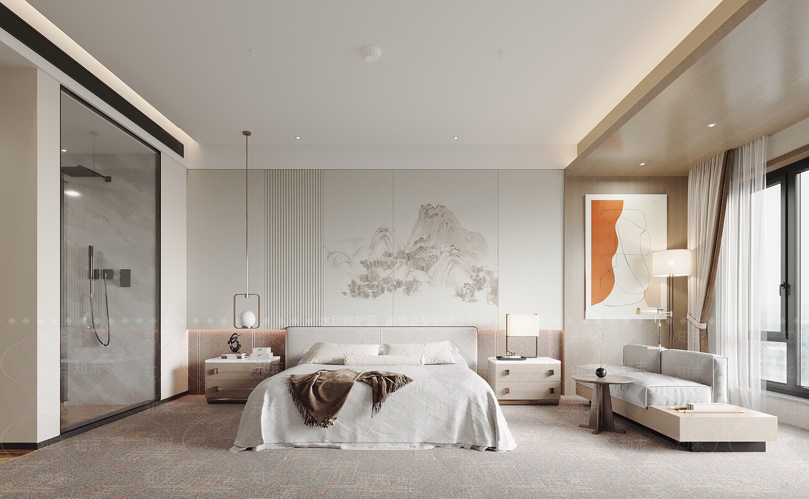 新中式酒店客房SU模型下载【ID:1167354014】