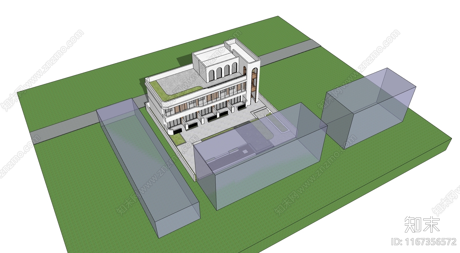 现代小公建SU模型下载【ID:1167356572】