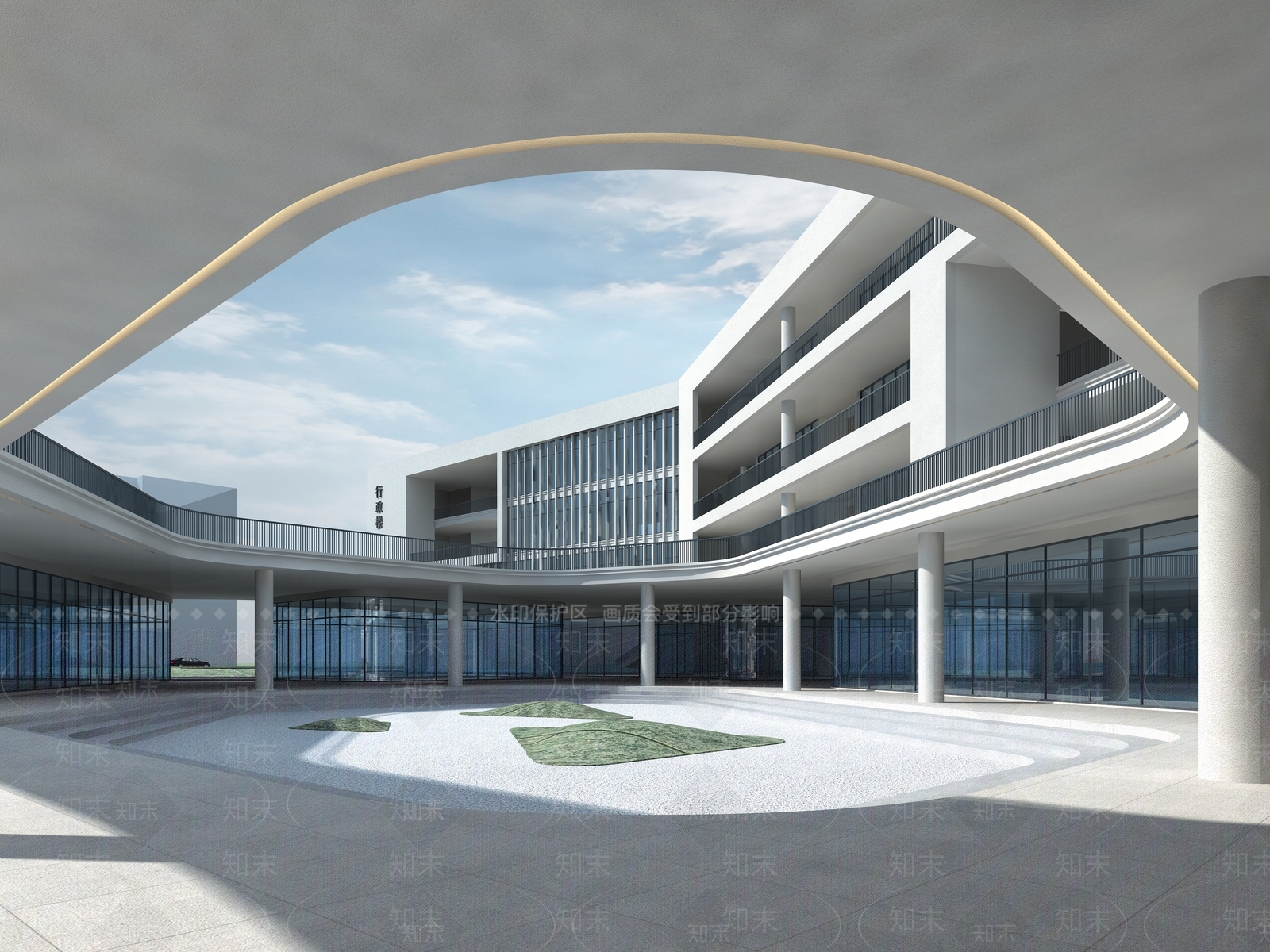 现代学校外观3D模型下载【ID:1167373504】