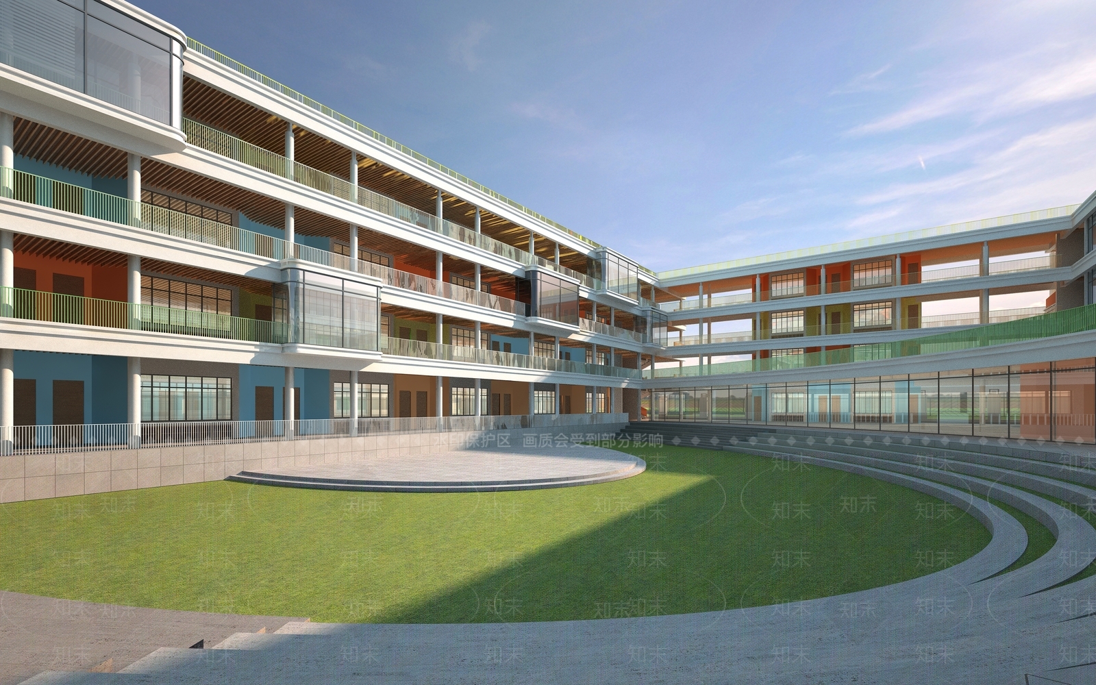 现代学校外观3D模型下载【ID:1167373817】