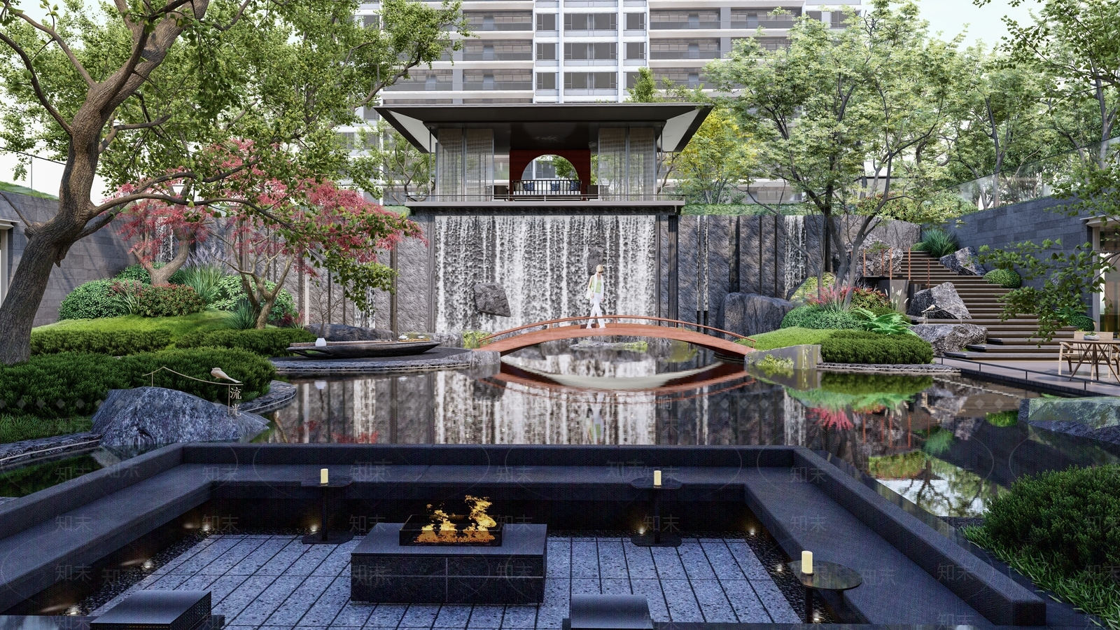 新中式中式庭院小品SU模型下载【ID:1167370407】
