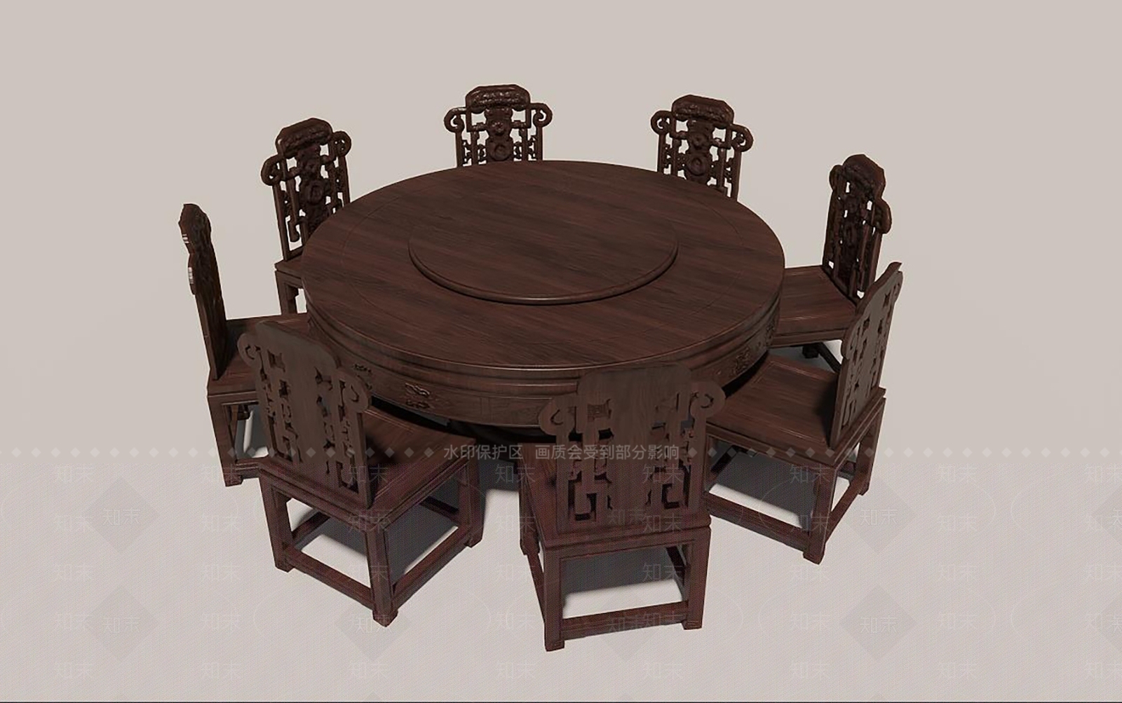 中式餐桌3D模型下载【ID:1167375070】