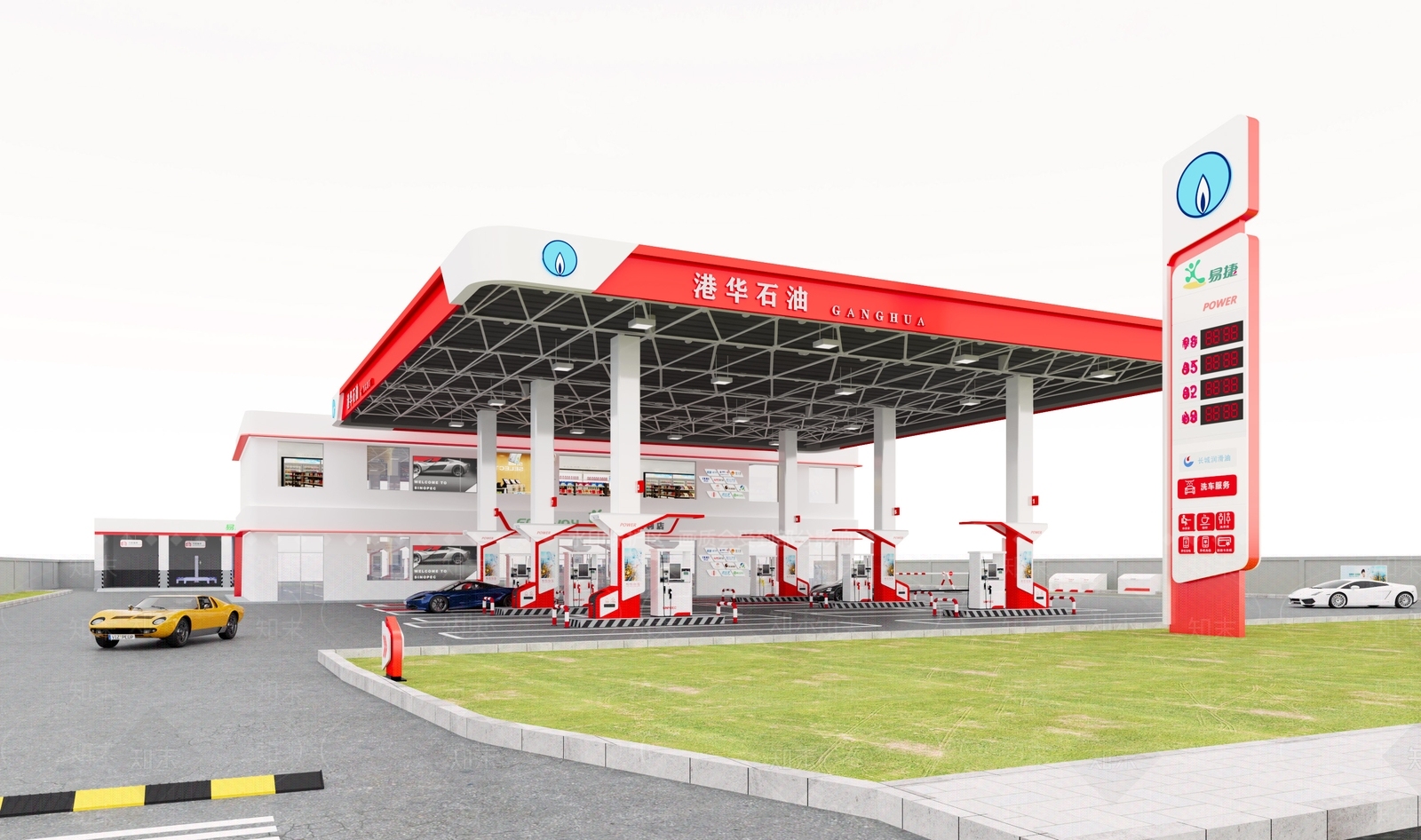 现代加油站3D模型下载【ID:1167375704】