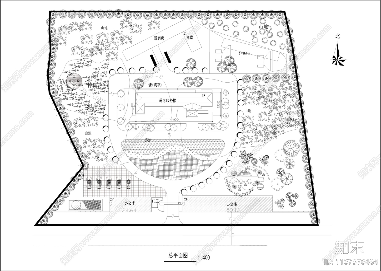 现代养老院cad施工图下载【ID:1167376464】