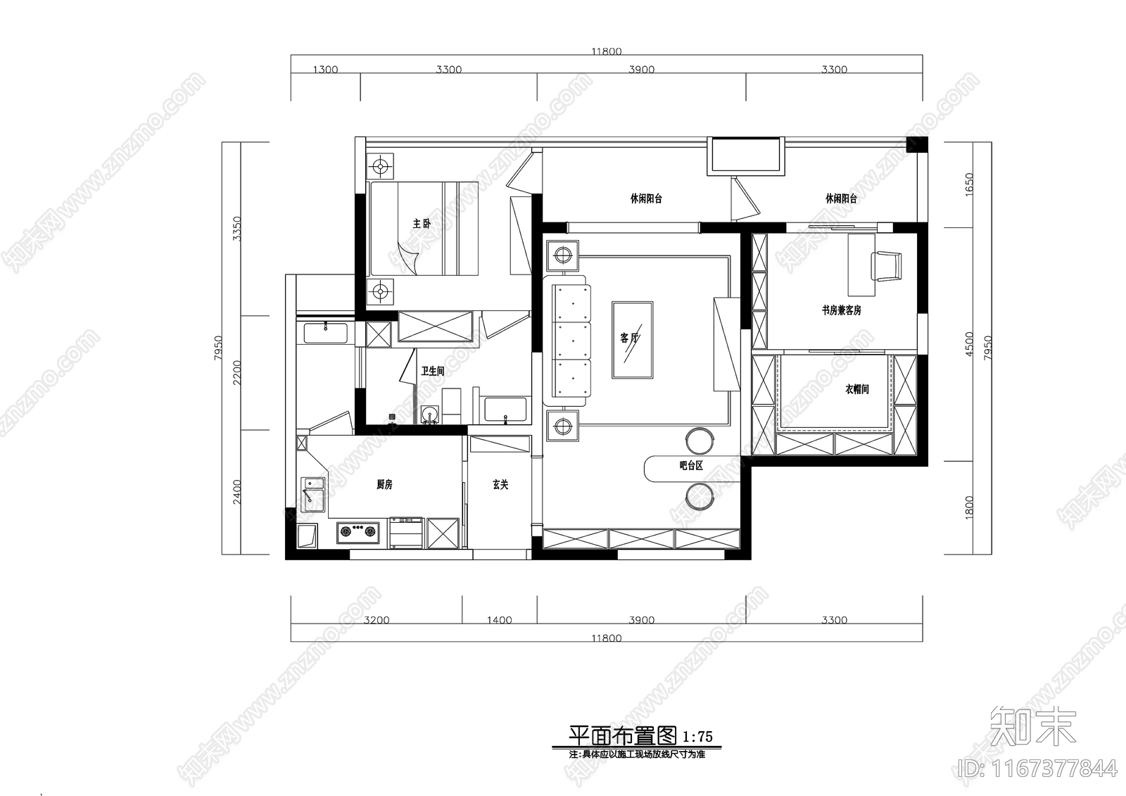 现代整体家装空间cad施工图下载【ID:1167377844】