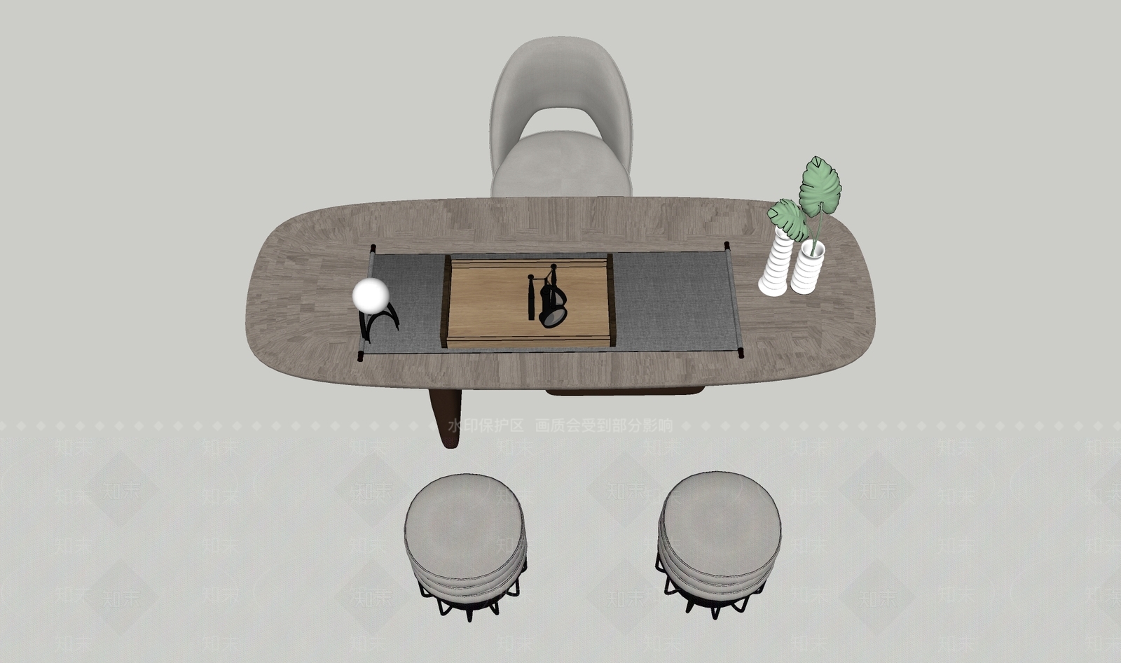 现代书桌椅SU模型下载【ID:1167377906】