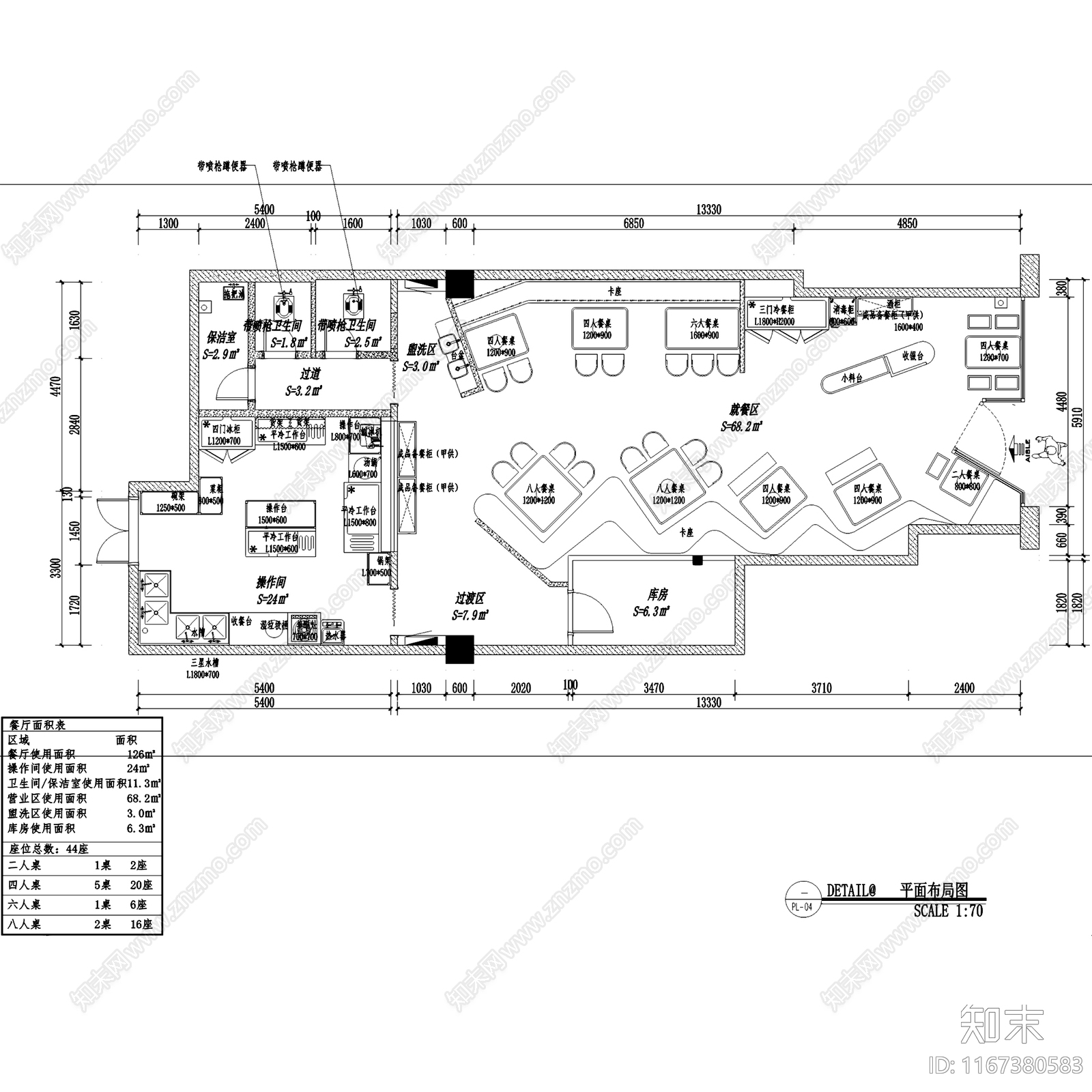 工业火锅店施工图下载【ID:1167380583】