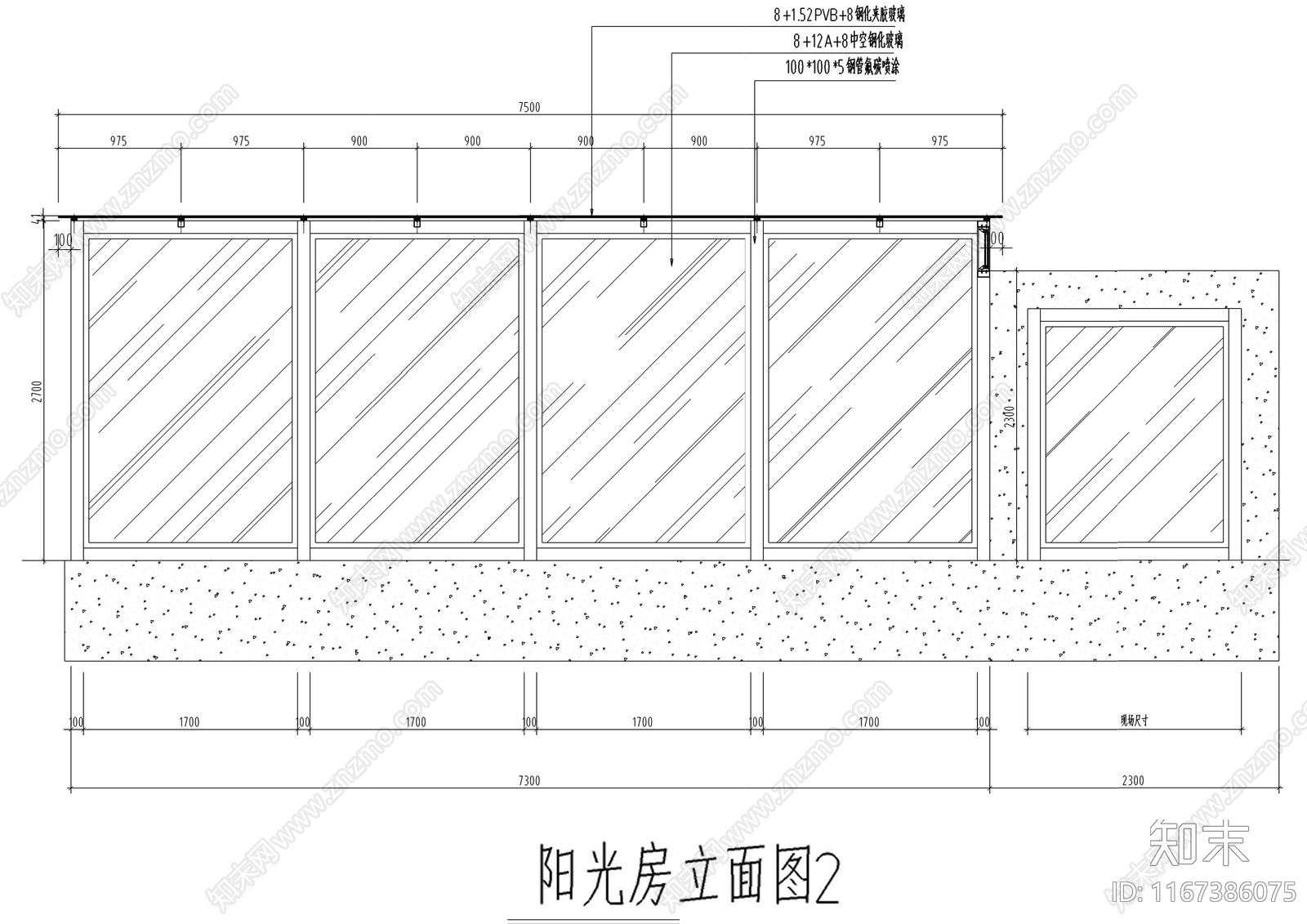 现代阳光房施工图下载【ID:1167386075】