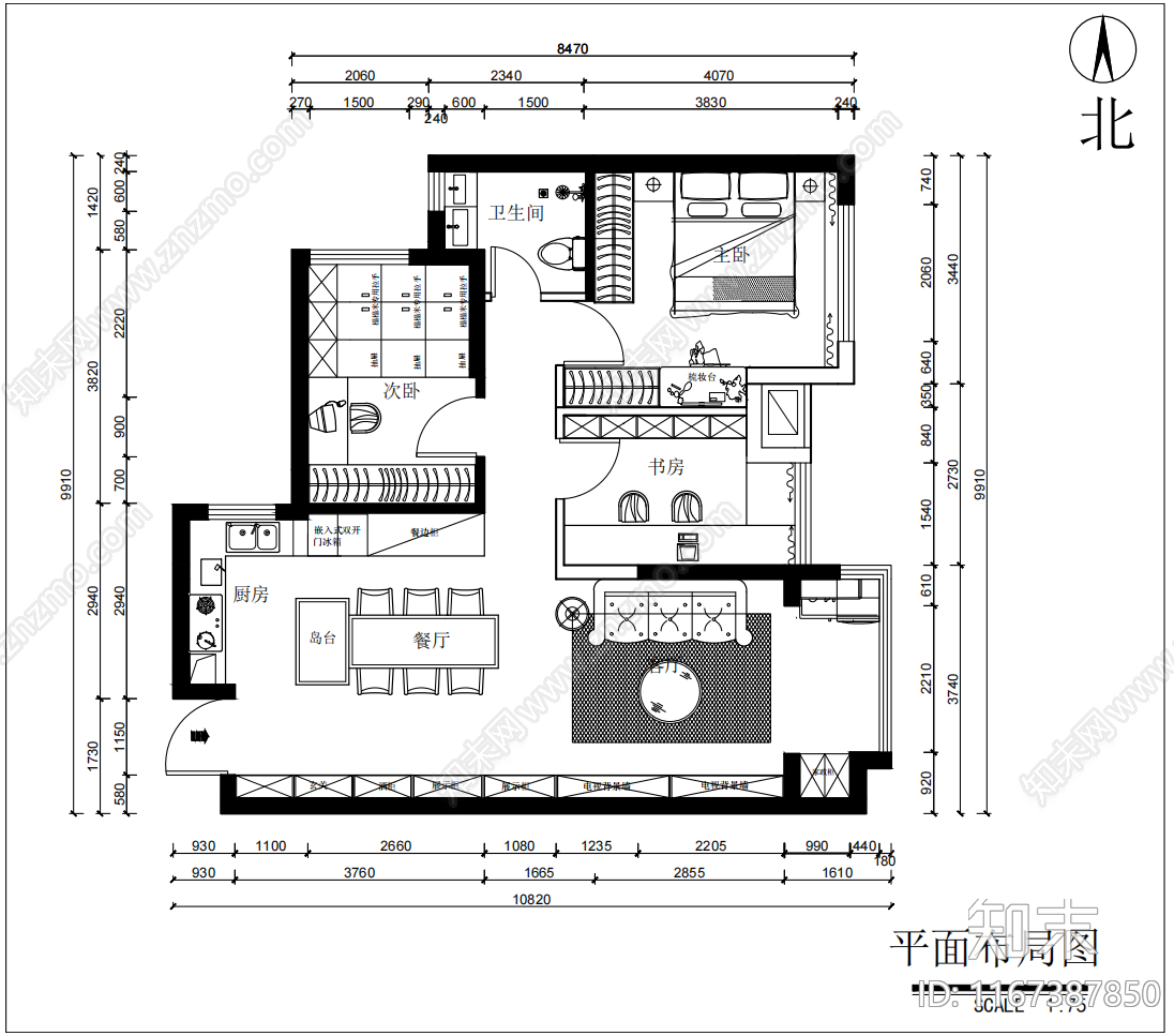 现代轻奢整体家装空间cad施工图下载【ID:1167387850】