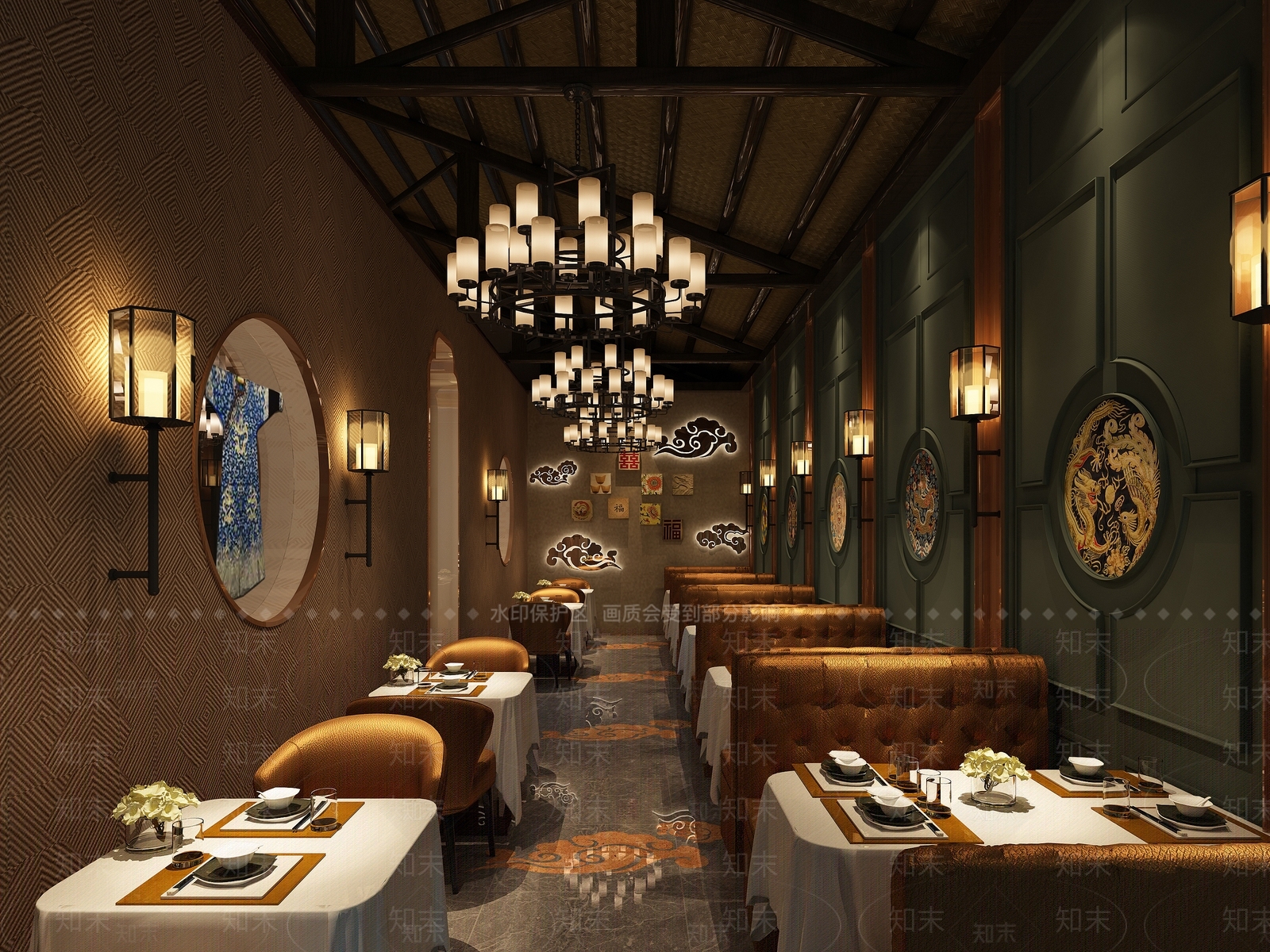 中式现代中餐厅3D模型下载【ID:1167388931】