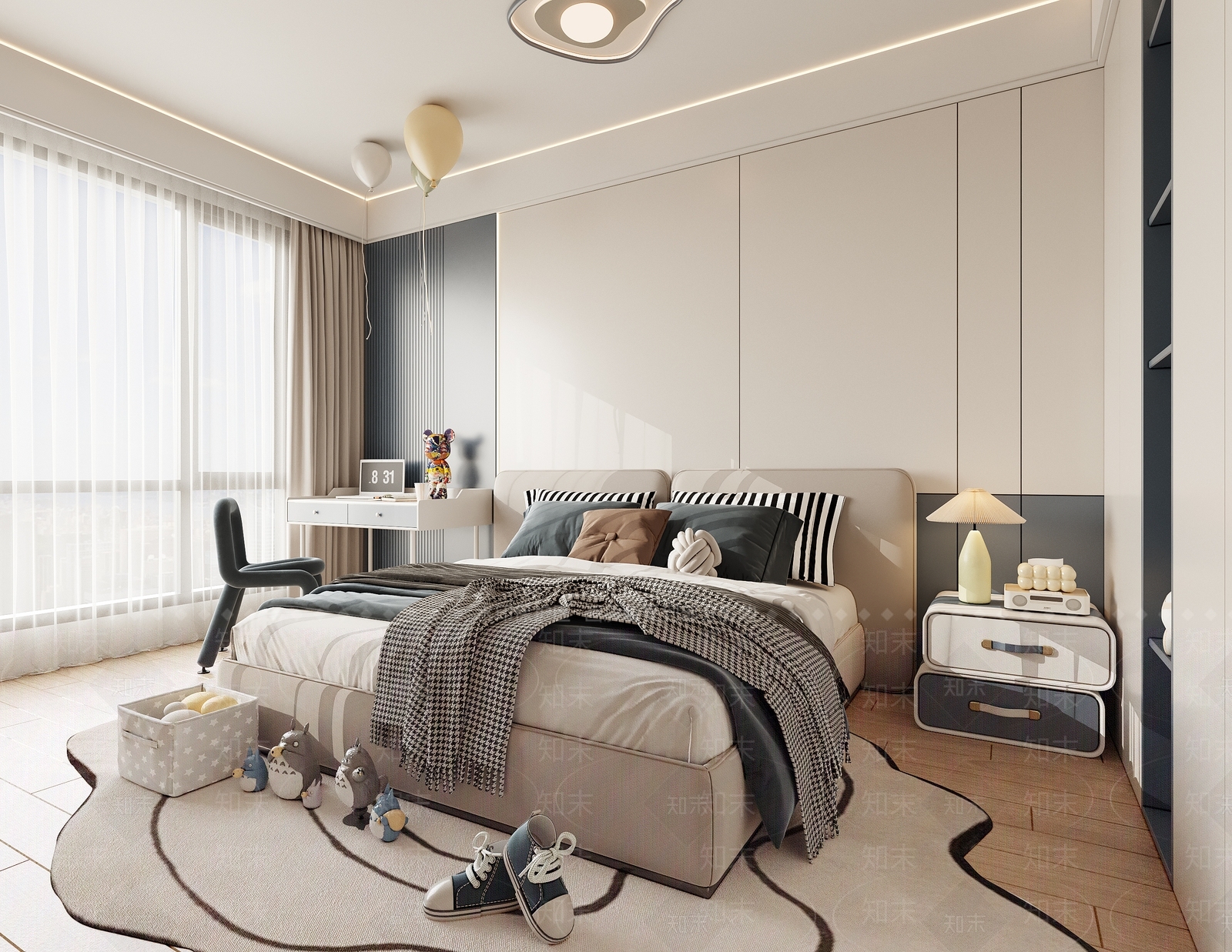 现代简约儿童床3D模型下载【ID:1167391866】