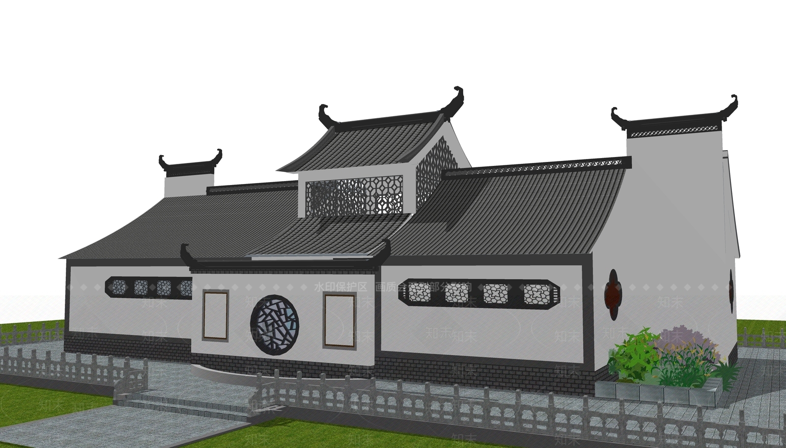 新中式公共卫生间SU模型下载【ID:1167391986】