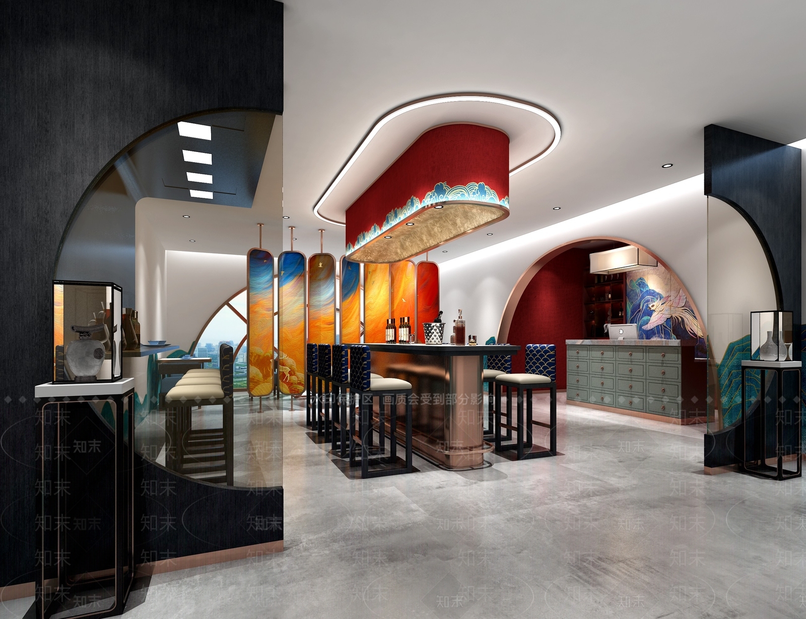 新中式中餐厅3D模型下载【ID:1167396174】