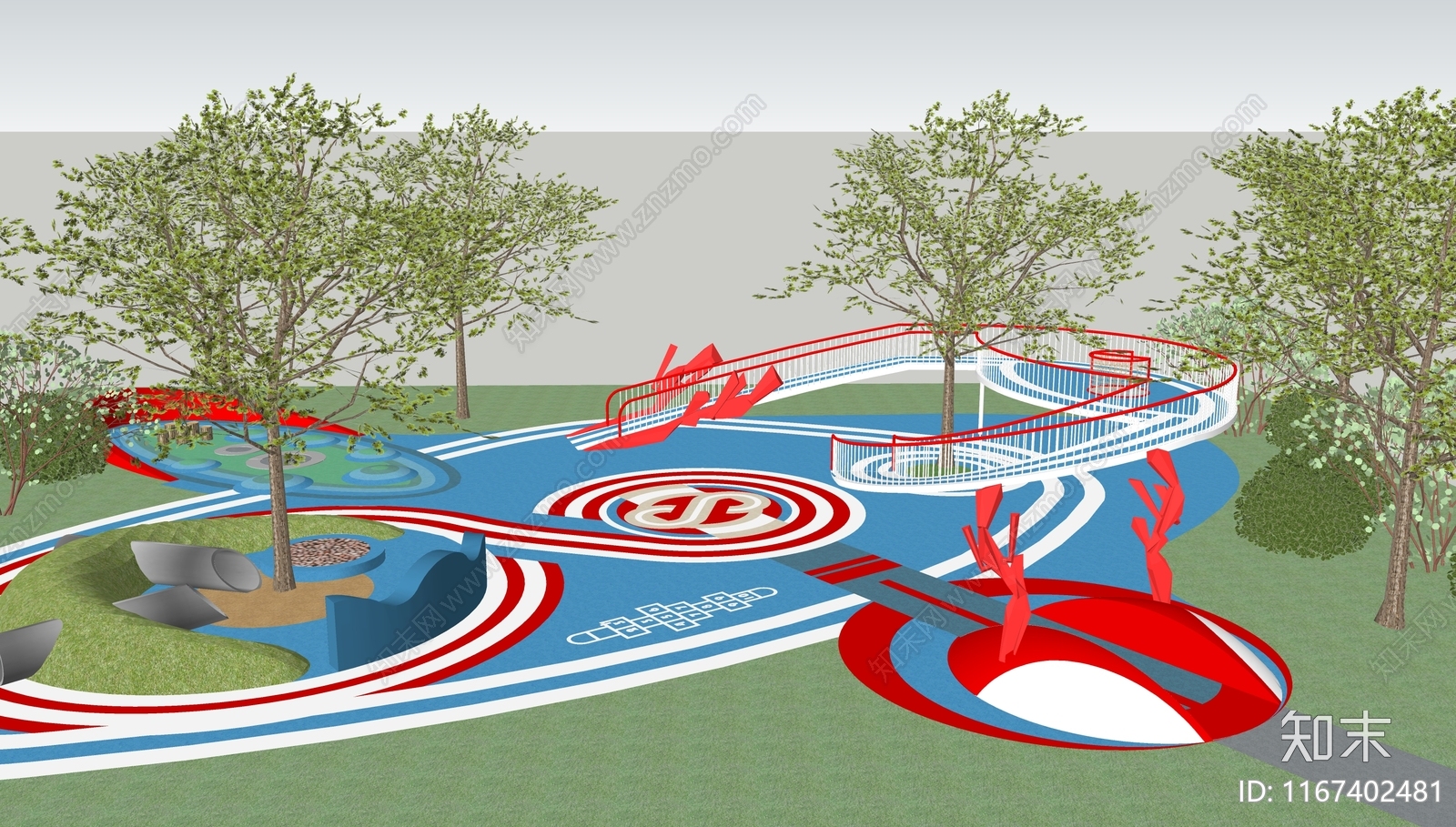 现代简约儿童游乐区SU模型下载【ID:1167402481】