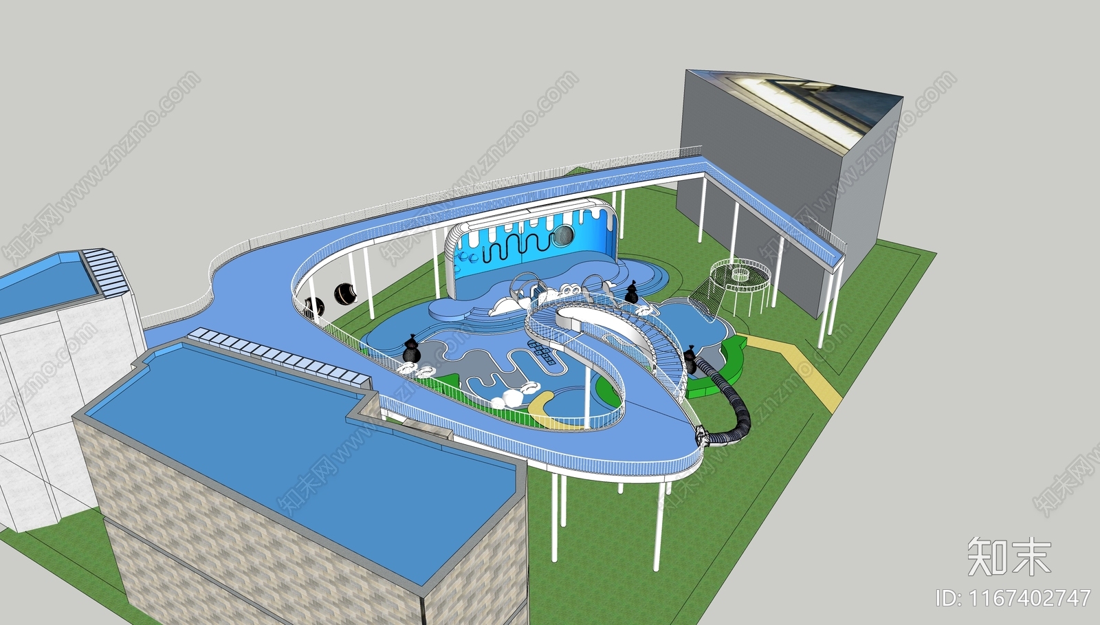现代简约儿童游乐区SU模型下载【ID:1167402747】
