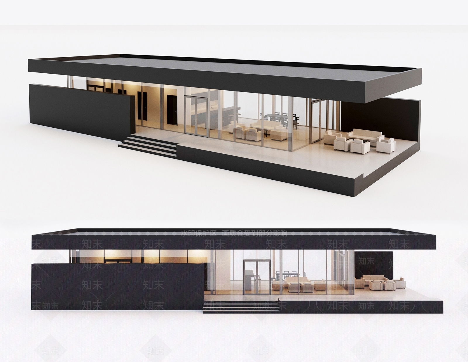现代轻奢售楼处外观3D模型下载【ID:1167402640】