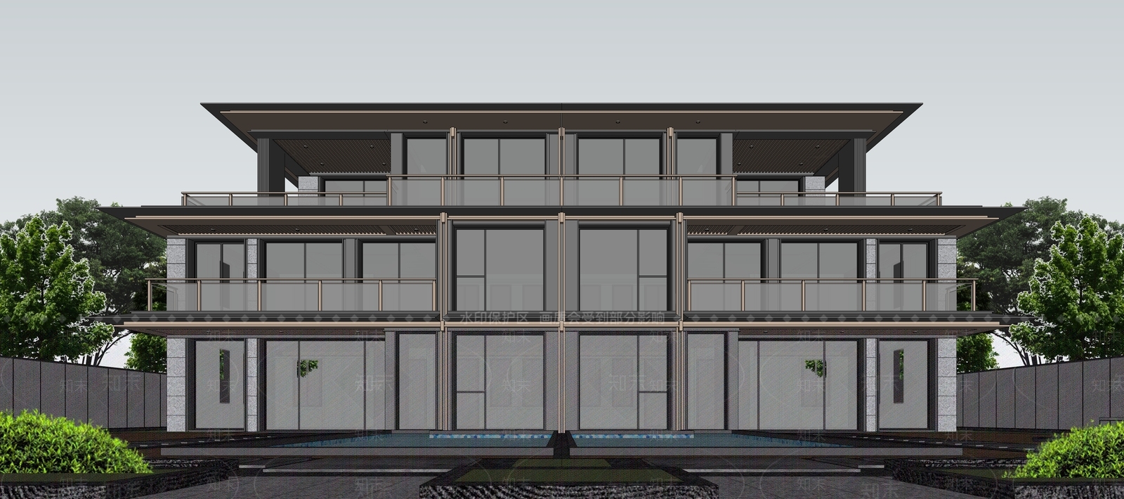 现代新中式多层住宅SU模型下载【ID:1167407776】