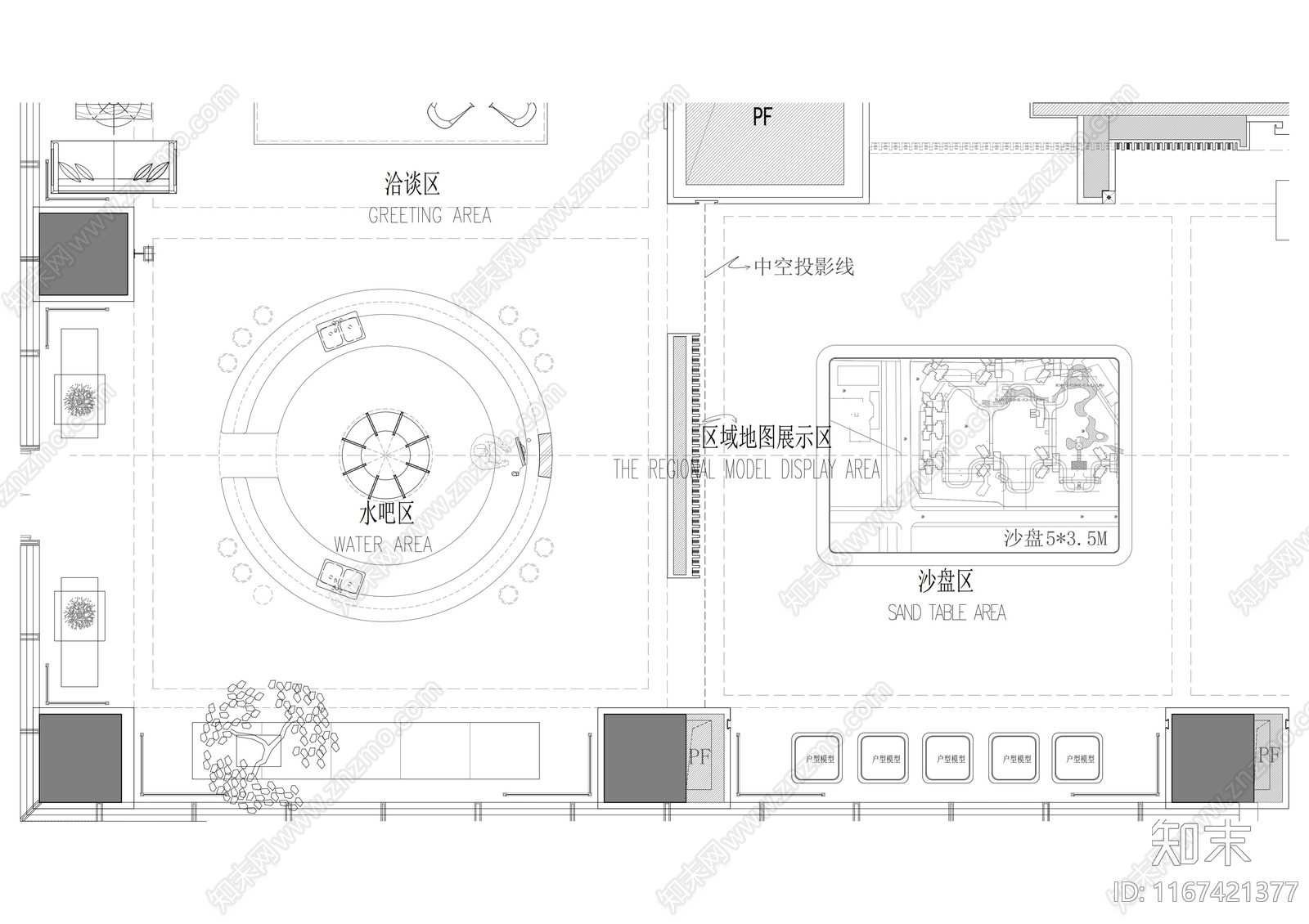 现代售楼处cad施工图下载【ID:1167421377】