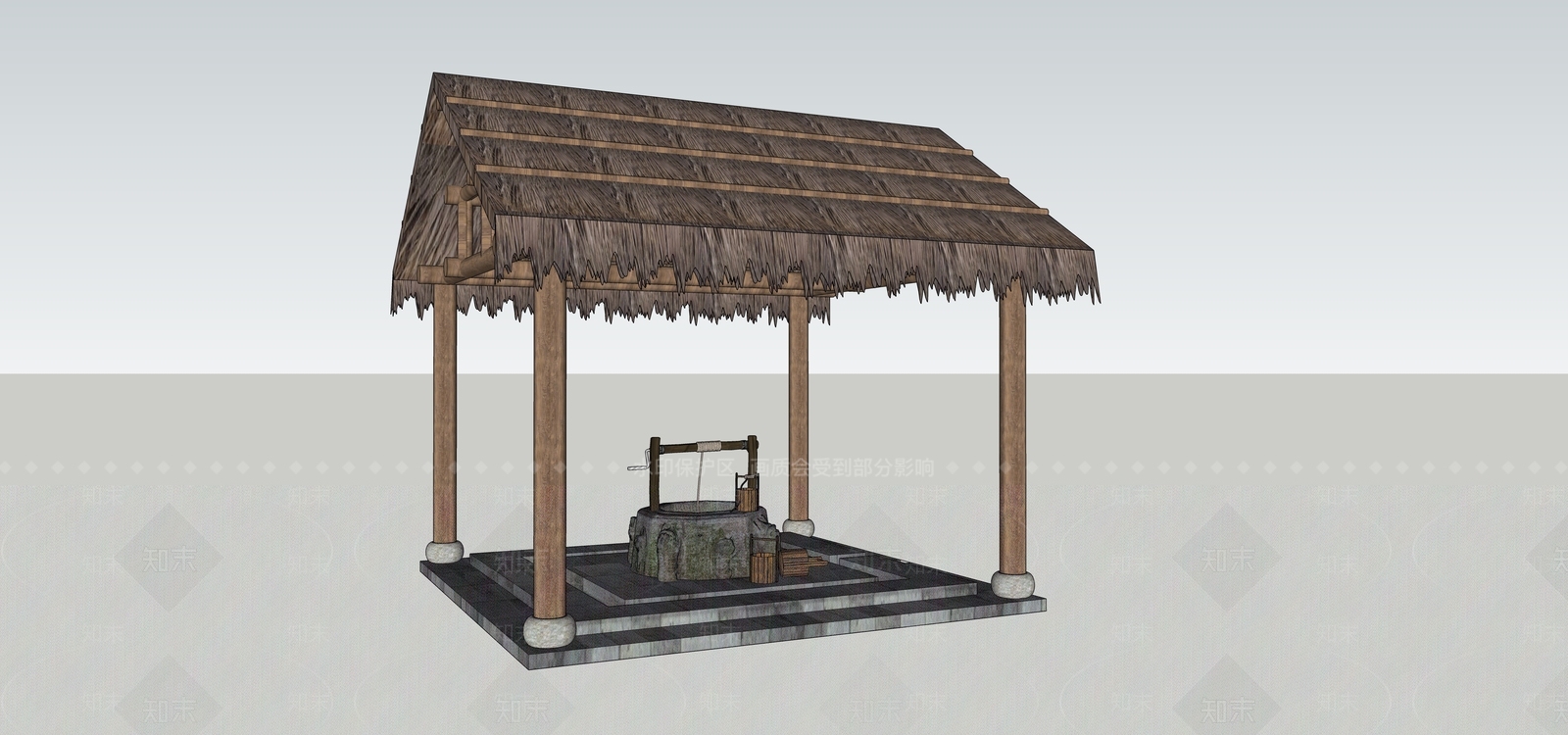 中式原木其他户外家具SU模型下载【ID:1167450435】