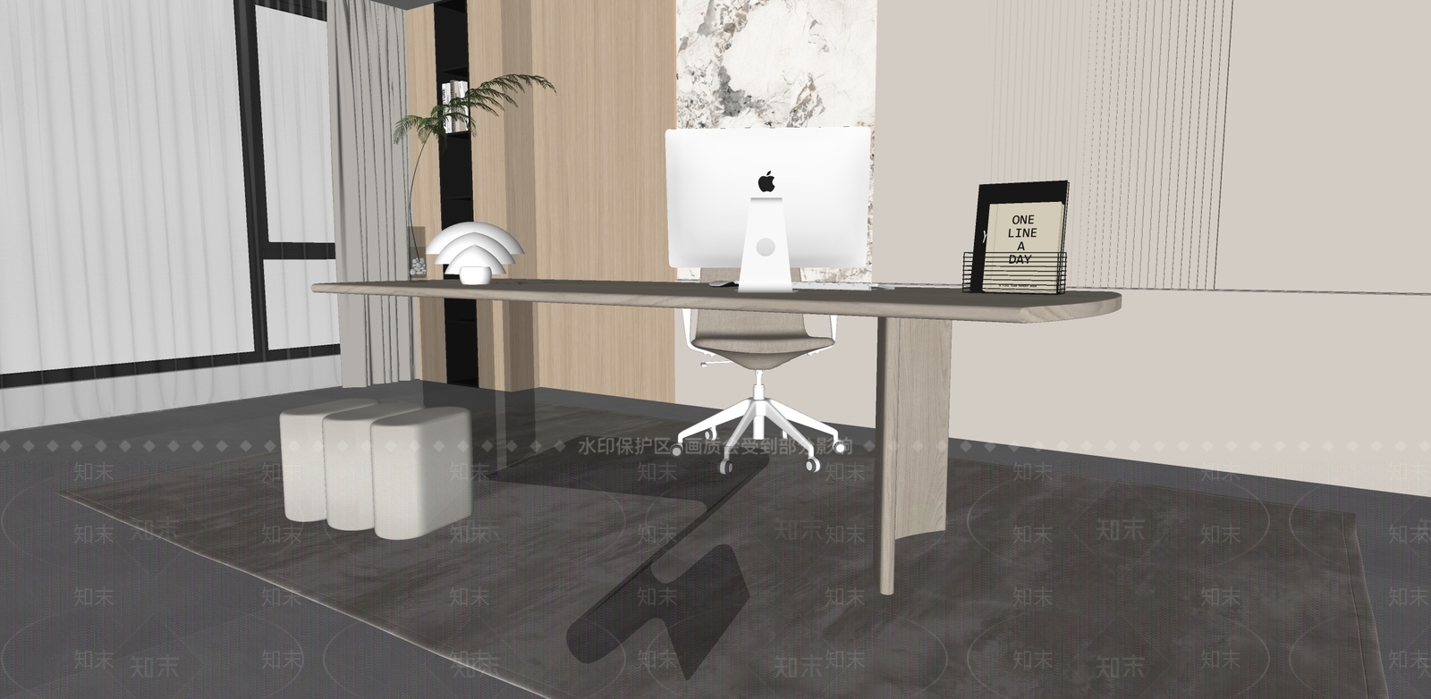 现代简约书桌SU模型下载【ID:1167460808】