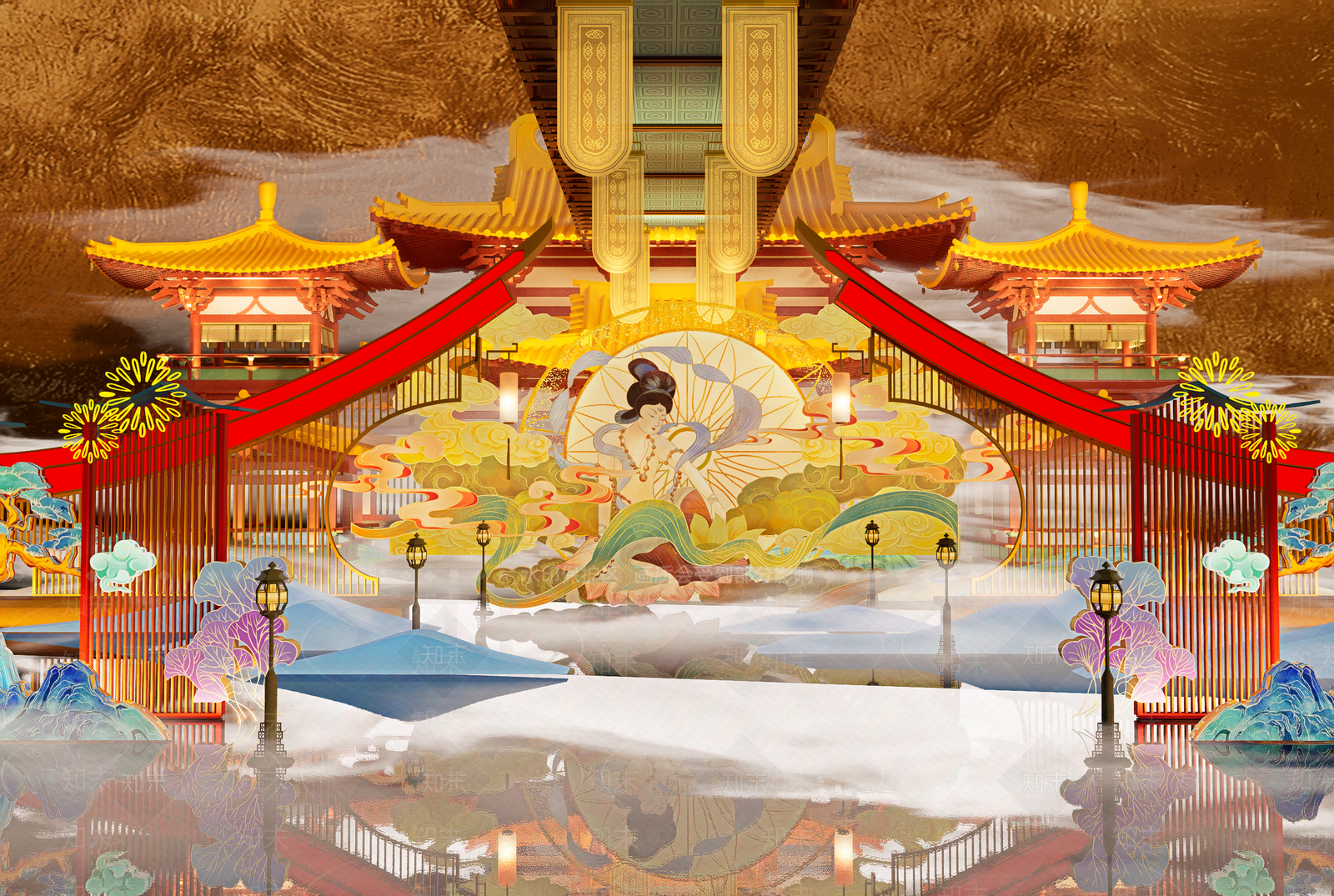 现代新中式舞台SU模型下载【ID:1167474399】