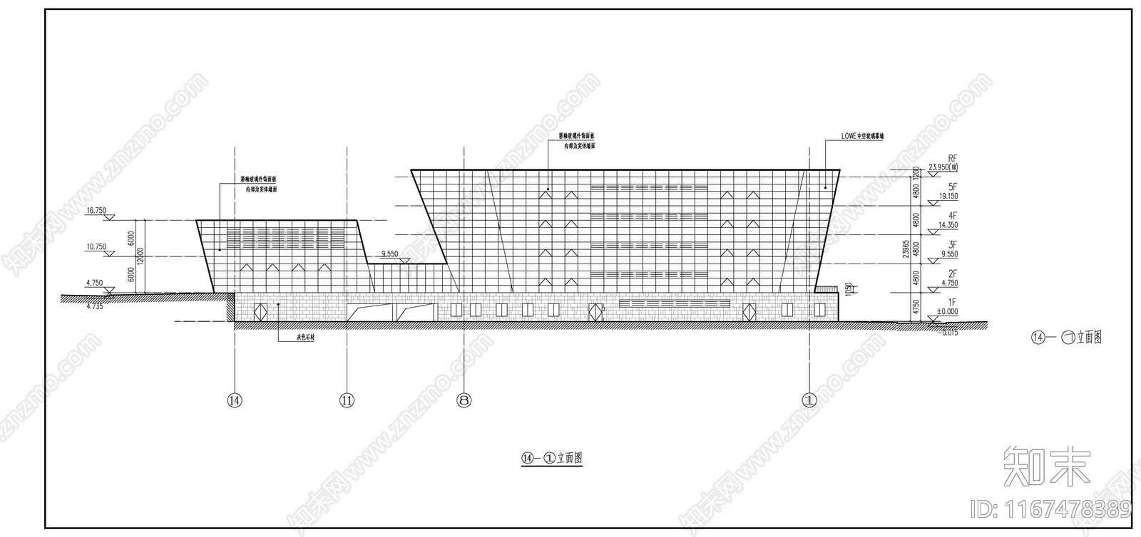 现代图书馆建筑施工图下载【ID:1167478389】