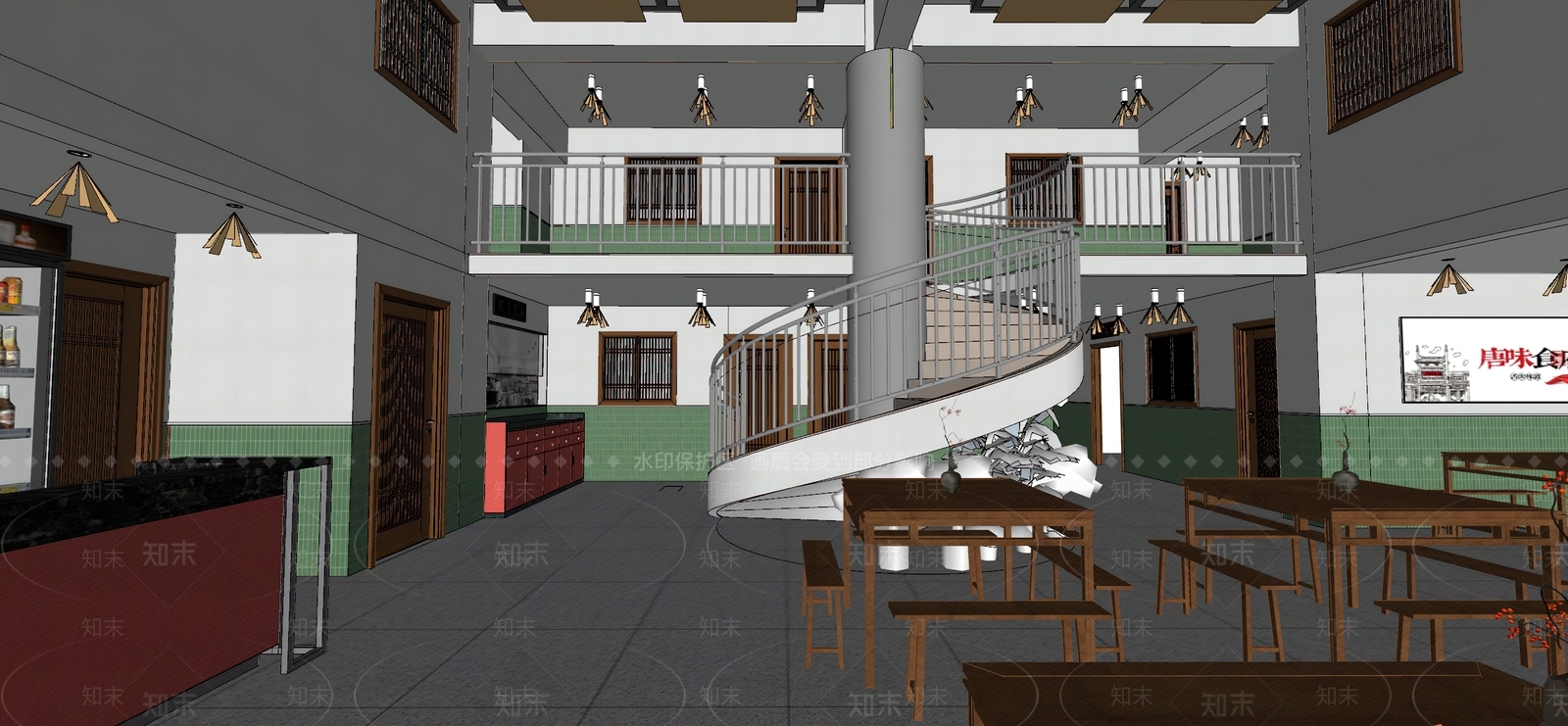 现代中餐厅SU模型下载【ID:1167482655】