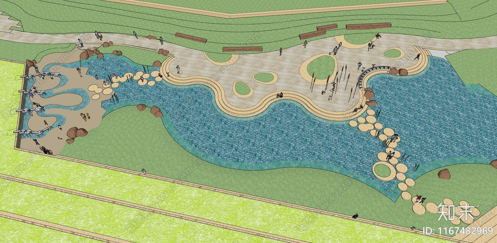 现代滨水景观SU模型下载【ID:1167482969】