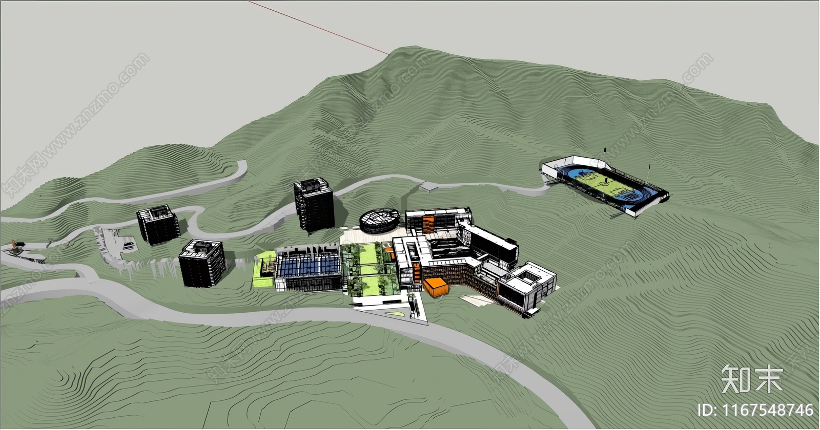 现代学校建筑SU模型下载【ID:1167548746】