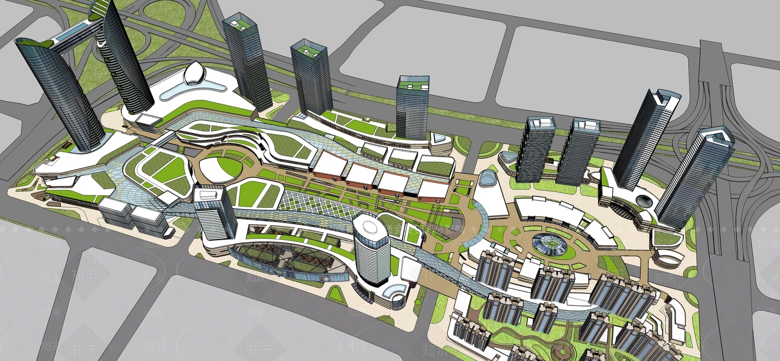 现代商场建筑SU模型下载【ID:1167525852】