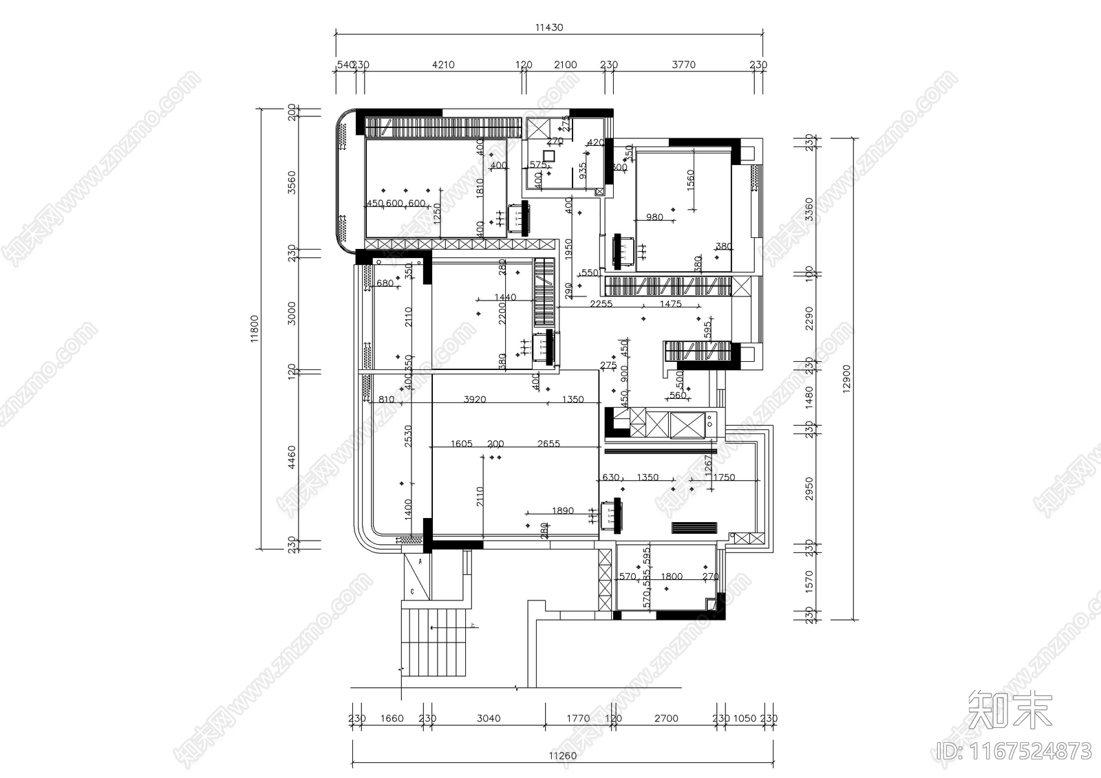 现代整体家装空间cad施工图下载【ID:1167524873】