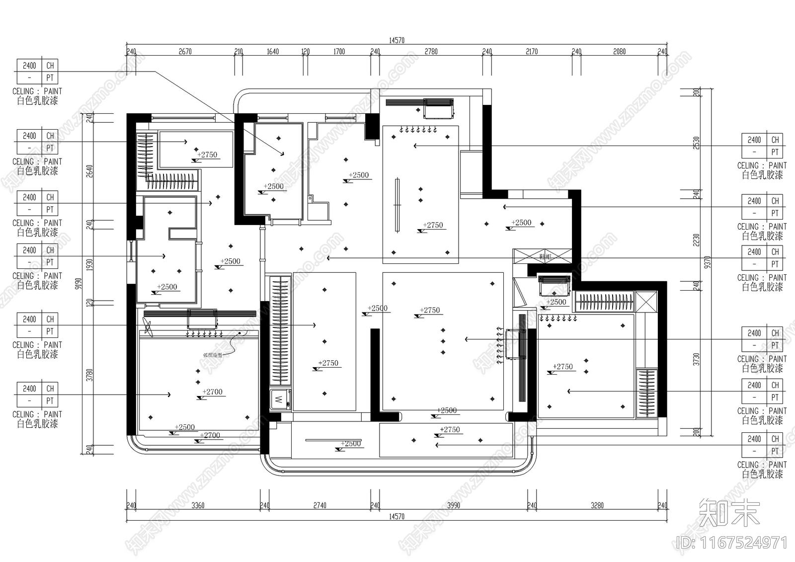 现代整体家装空间cad施工图下载【ID:1167524971】