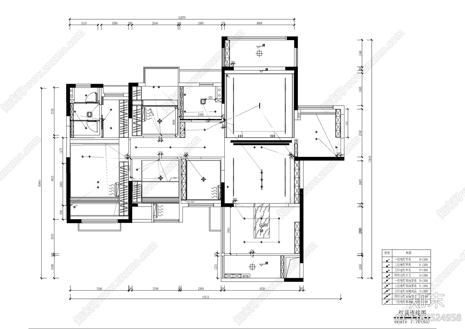 现代整体家装空间cad施工图下载【ID:1167524958】