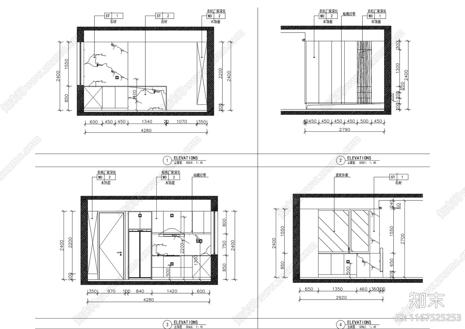 现代整体家装空间cad施工图下载【ID:1167525253】