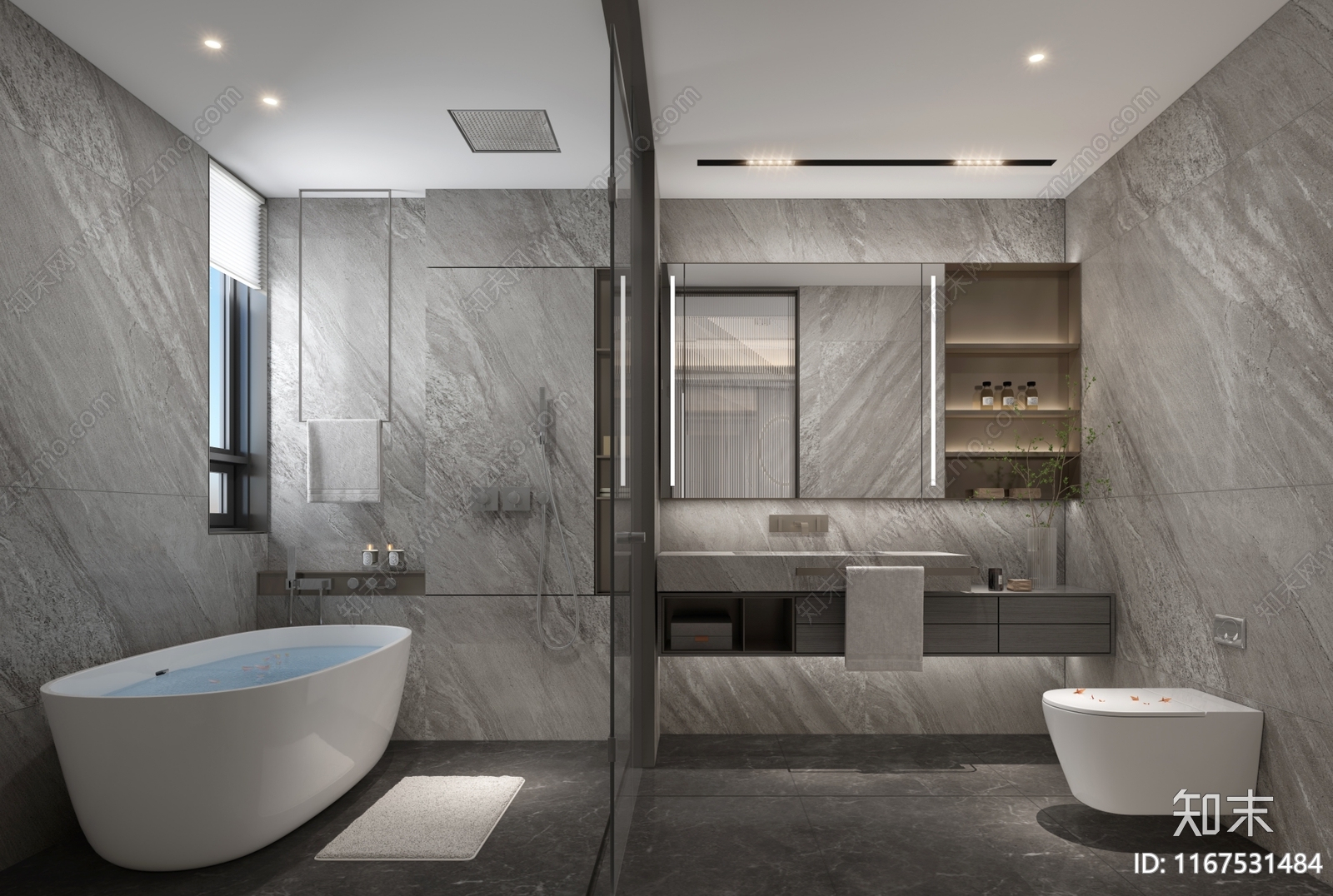 现代卫生间施工图下载【ID:1167531484】