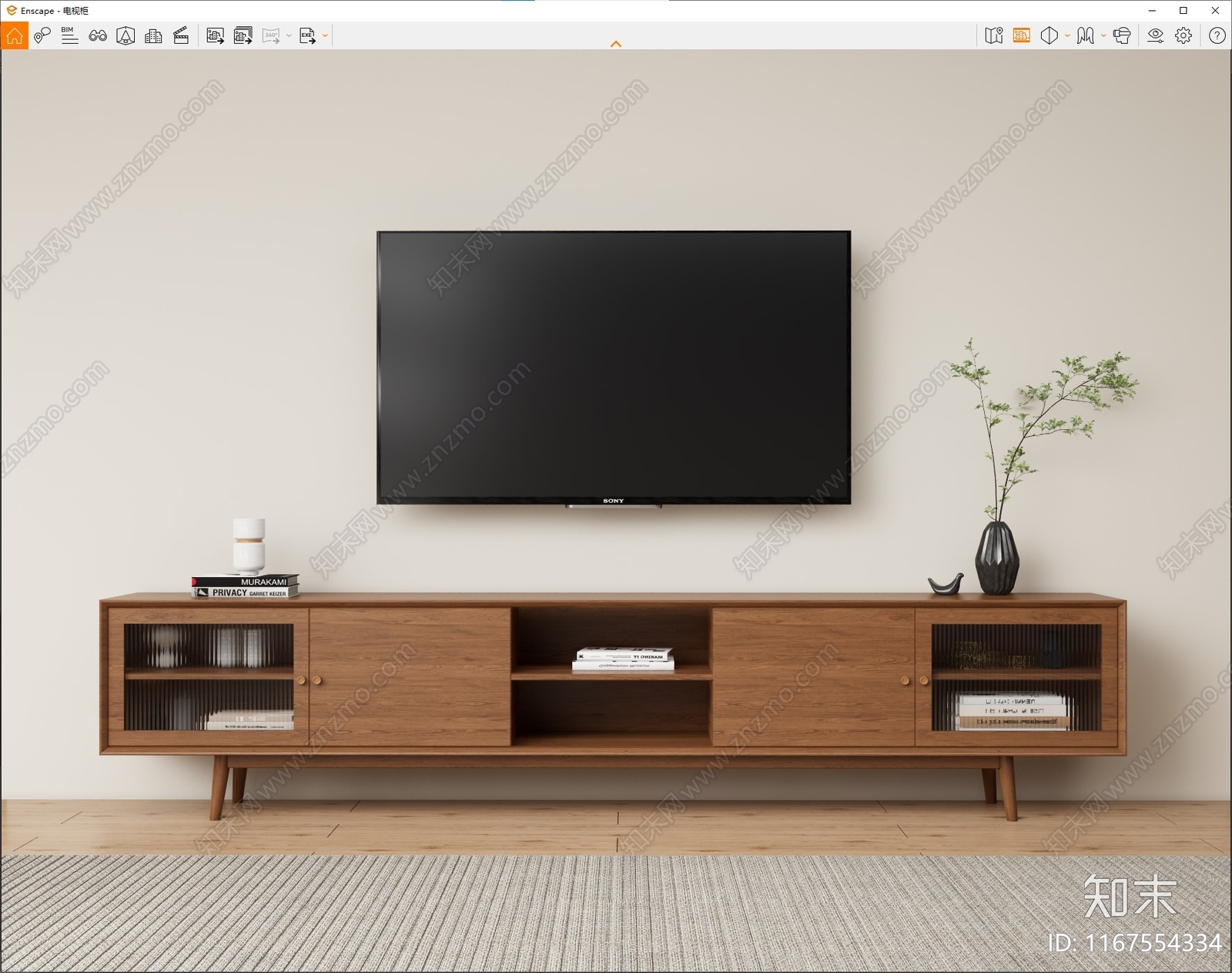 北欧原木电视柜SU模型下载【ID:1167554334】