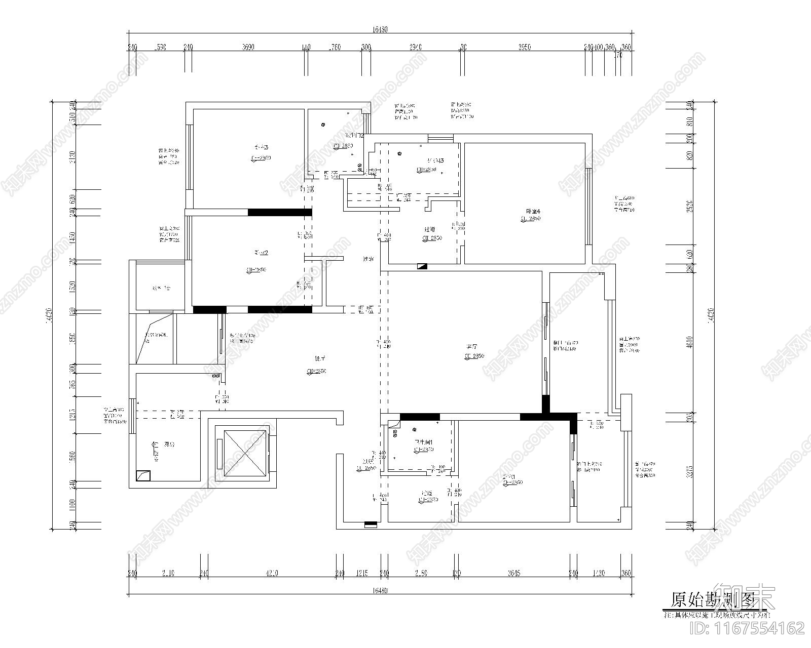 整体家装空间cad施工图下载【ID:1167554162】